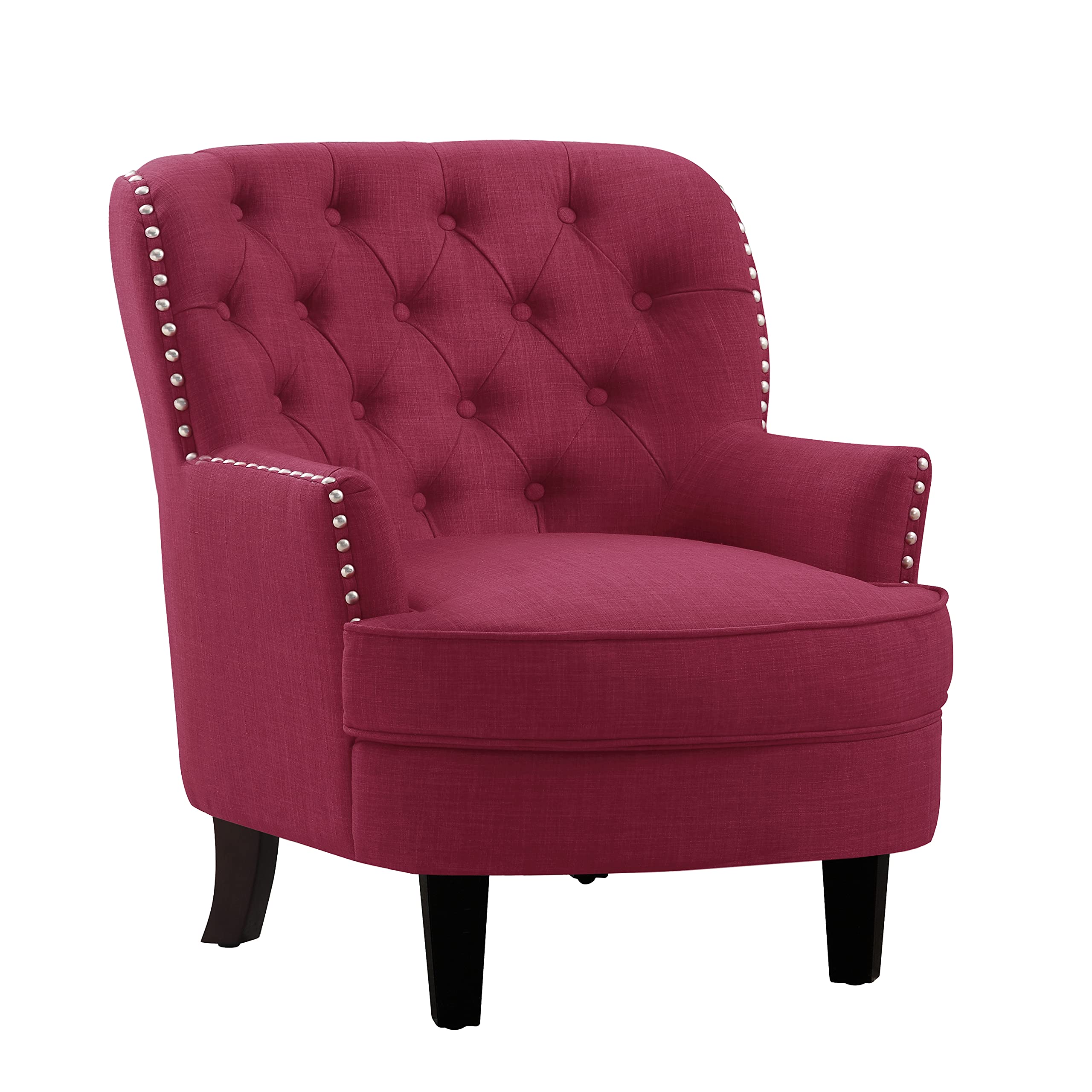 Rosevera Atlas Furniture Reading Arm Chair - Comfy Small Accent Chair for Living Room, Bedroom & Office - Standard Size Linen Upholstery in Burgundy - Perfect for Reading Nook, Cozy Corner or Guest Seating