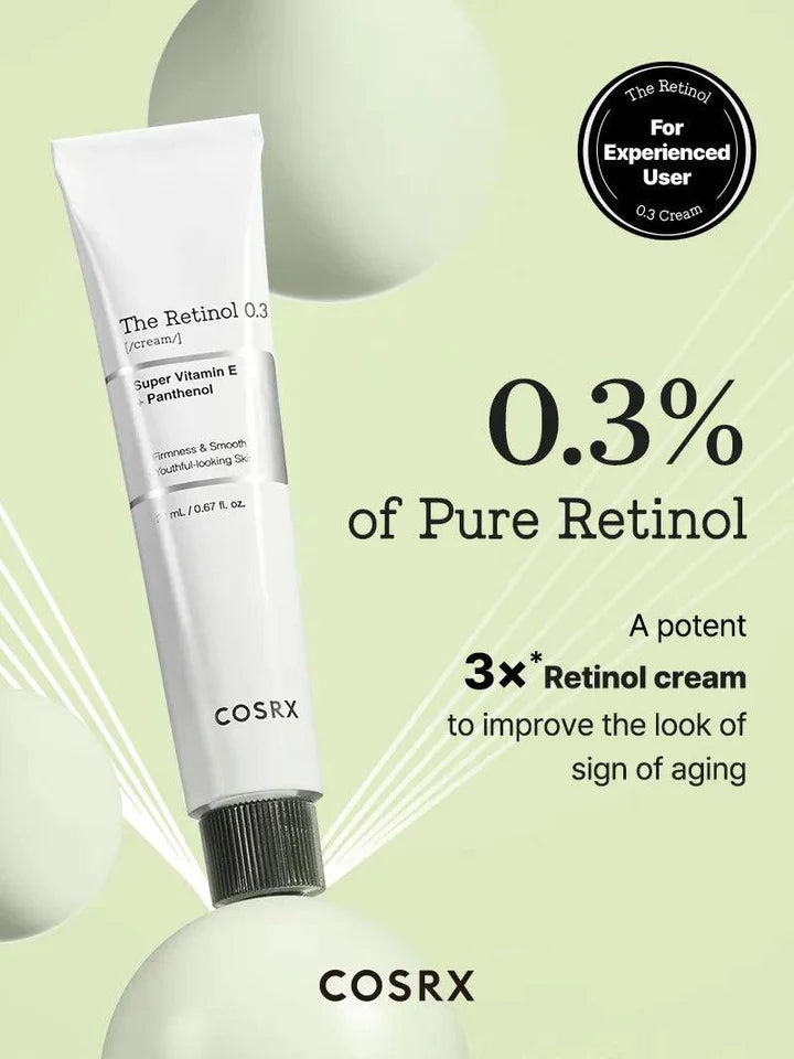 COSRX The Retinol 0.3 Cream 20ml - Anti-Aging Face Moisturizer for Wrinkles & Fine Lines - Perfect for Night Skincare Routine & Dry Skin Care