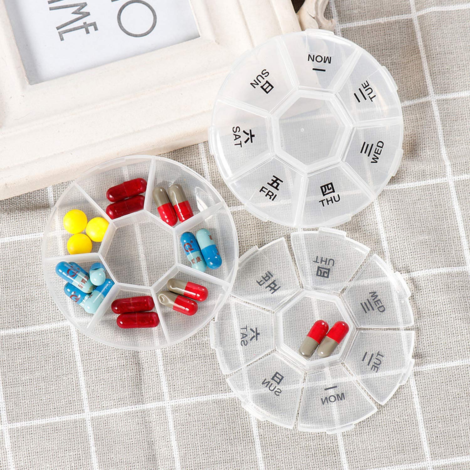7-Day Mini Weekly Pill Organizer - Portable Travel Medicine Box with Tablet Splitter for Daily Medication Storage | Perfect for Home, Office & Travel Use