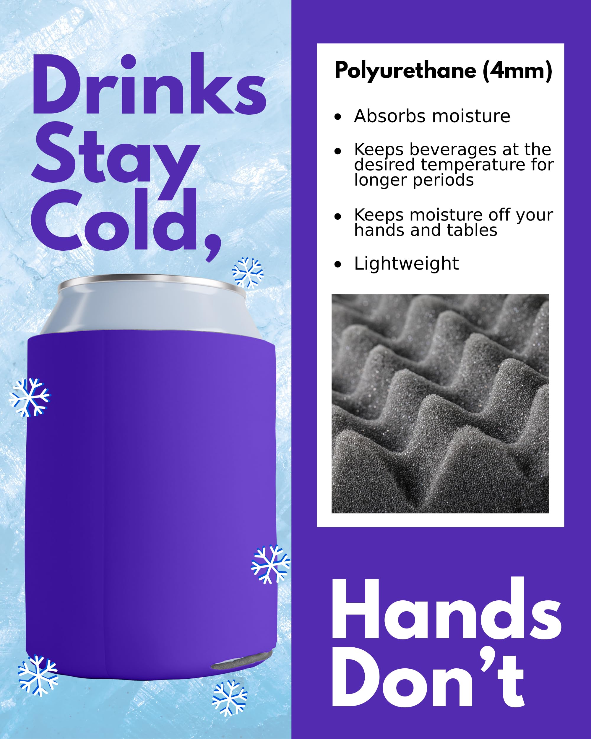 200 Pack Purple Blank Sublimation Can Cooler Sleeves - Insulated Foam Beer & Soda Holder for 12oz & 16oz Cans - Customizable Bulk PartyPrints Drink Sleeves - Perfect for BBQs, Tailgates & Outdoor Events