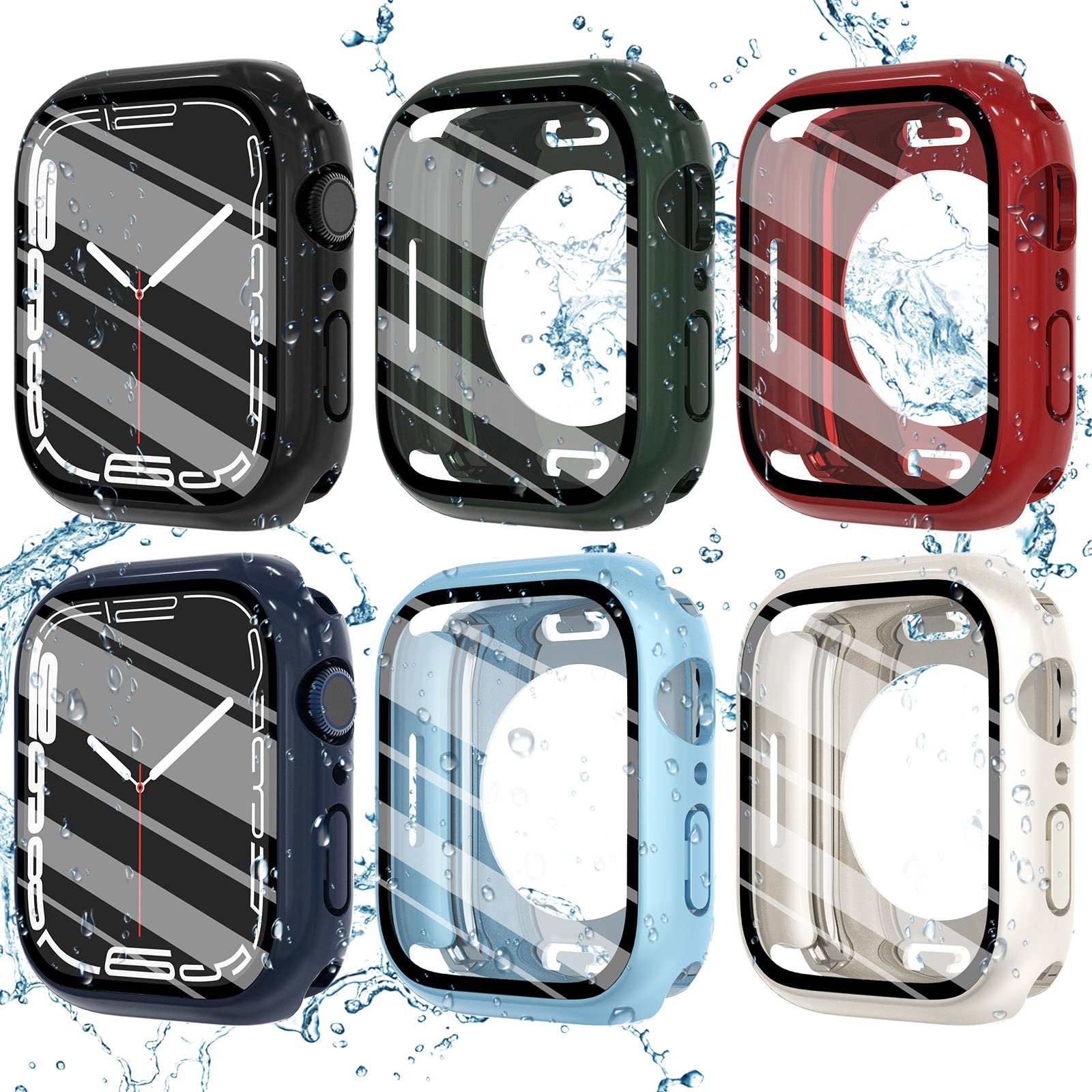 **WINGLE 6-Pack Waterproof Case for Apple Watch Series 6/5/4/SE – Tempered Glass Screen Protector & Hard PC Bumper with Back Cover (2-in-1) – 40mm Protective Case for Men & Women – Ideal for Swimming, Sports & Outdoor Activities**