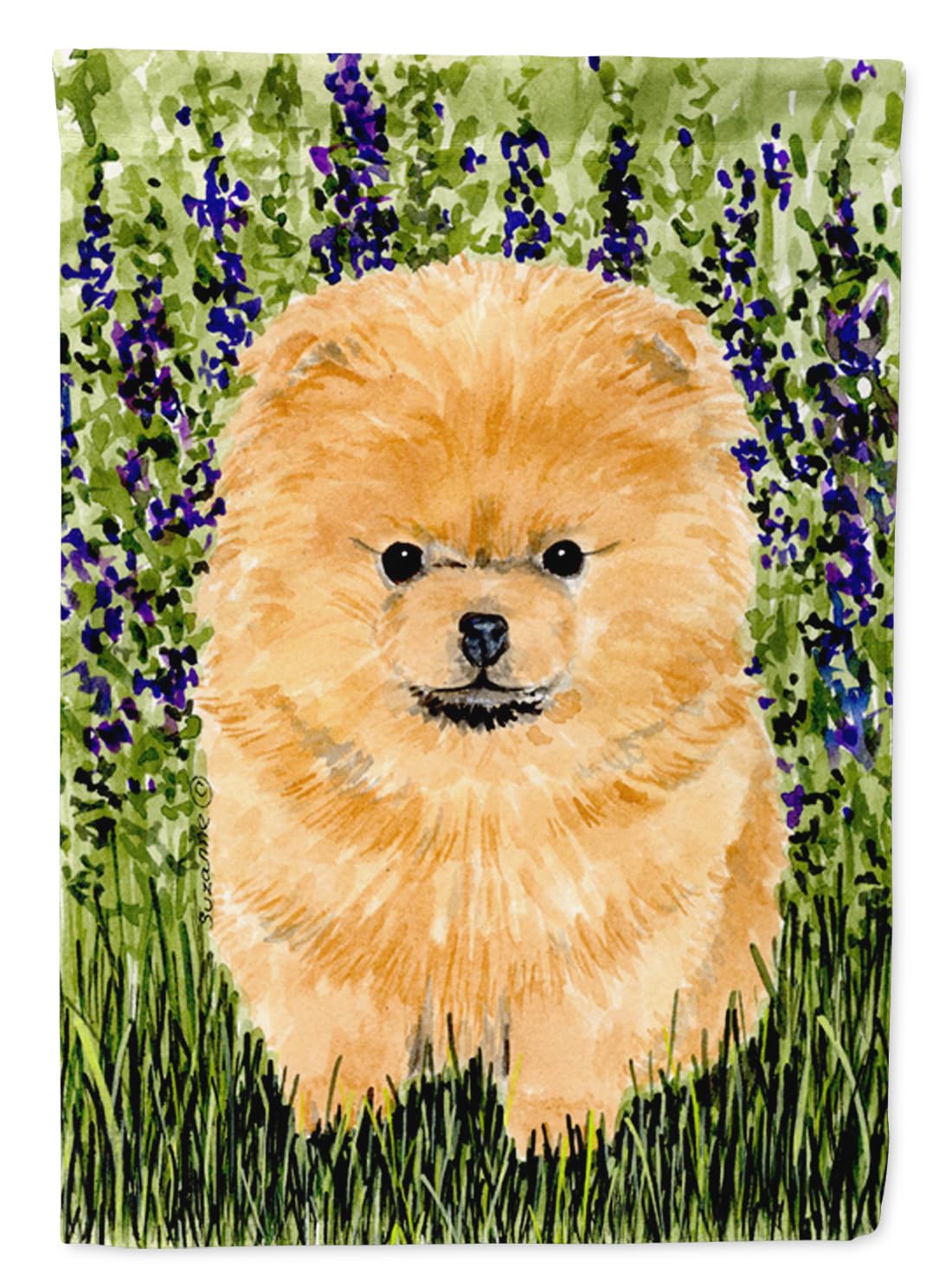 Pomeranian Garden Flag - Decorative Outdoor Yard Banner for Mailbox, Patio & Flower Beds | Colorful Dog-Themed Artwork | Perfect for Seasonal Decor & Pet Lovers