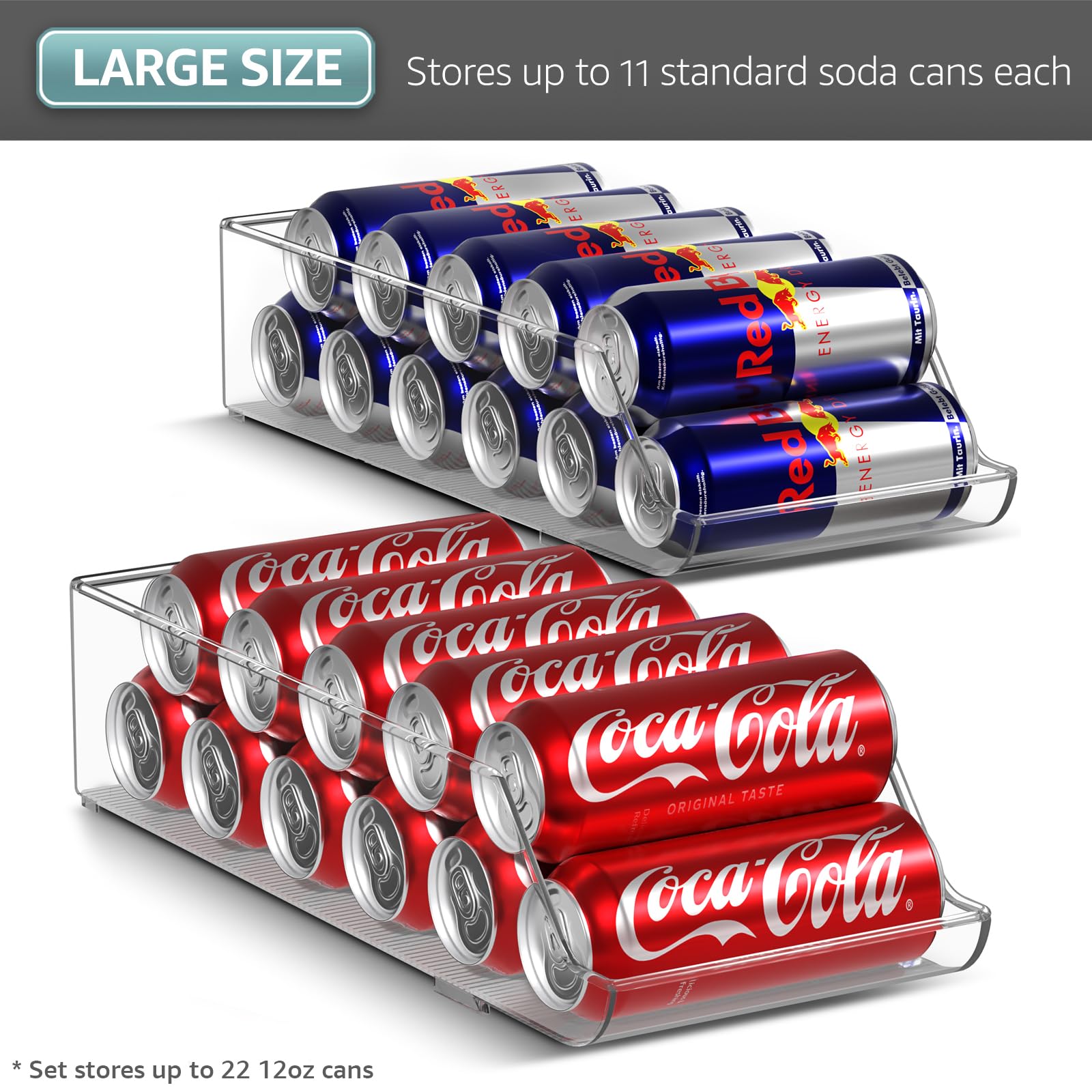Sorbus Slim Soda Can Organizer for Refrigerator - Space Saving 12oz Can Holder & Dispenser - Fridge, Pantry, Kitchen Storage Solution (Set of 2) - Perfect for Organizing Diet Coke, Beer, Energy Drinks at Home or Office