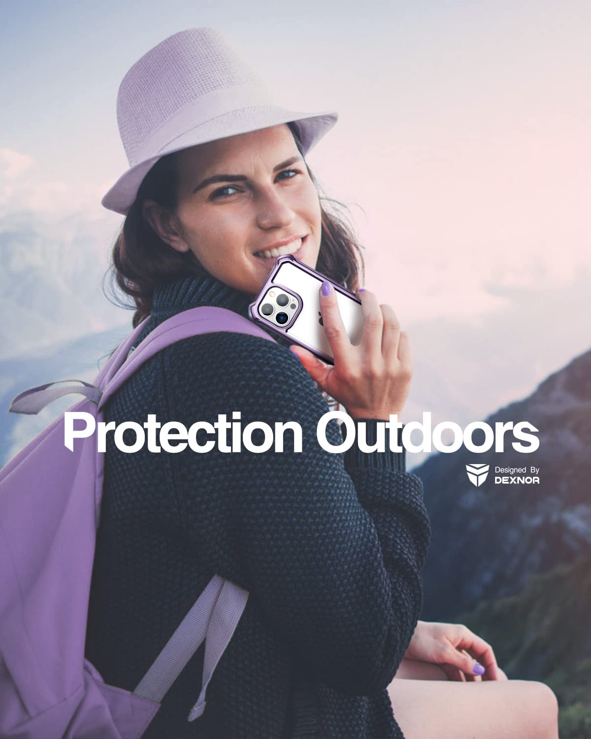 Dexnor iPhone 13 Pro Max Case (6.7 inch) - Clear Rugged 360 Full Body Protective Cover with Built-in Screen Protector | Shockproof Heavy Duty Bumper Case | Perfect for Outdoor Activities, Work & Travel (Purple)