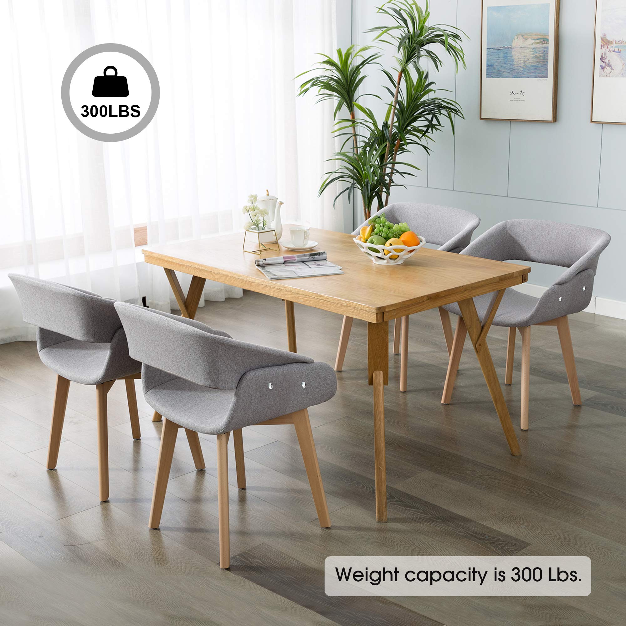 Ivinta Dining Chairs Set of 2 - Modern Upholstered Fabric Kitchen Chairs with Solid Wood Legs, Comfortable Accent Chairs for Living Room, Restaurant, Cafe & Home Decor (Gray) - Perfect for Dining Rooms, Breakfast Nooks & Small Spaces