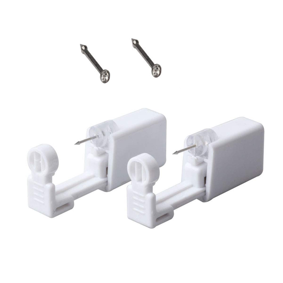 2PCS Disposable Nose Piercing Gun Kit - Painless Self Piercing Tool with Silver & White Rhinestone for Women & Men | Safe Portable Nose Stud Applicator for Home Use & Professional Salon Piercing