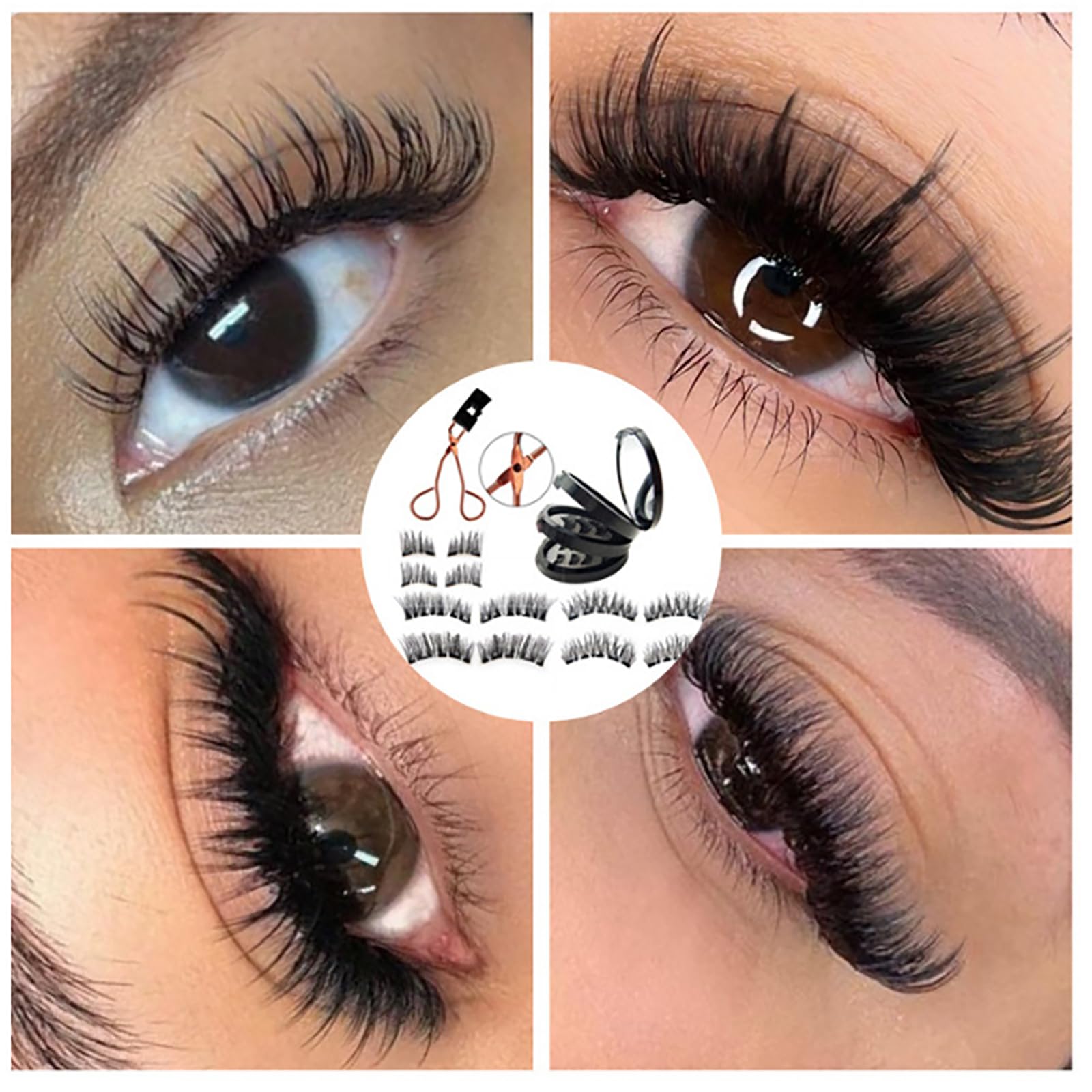 Pure Vie Magnetic Eyelashes Kit - 5 Pairs 3D Half False Lashes, Natural Cat Eye Mascara Effect, Professional Individual Lash Extensions for Women & Teens | Perfect for Parties, Weddings & Daily Makeup
