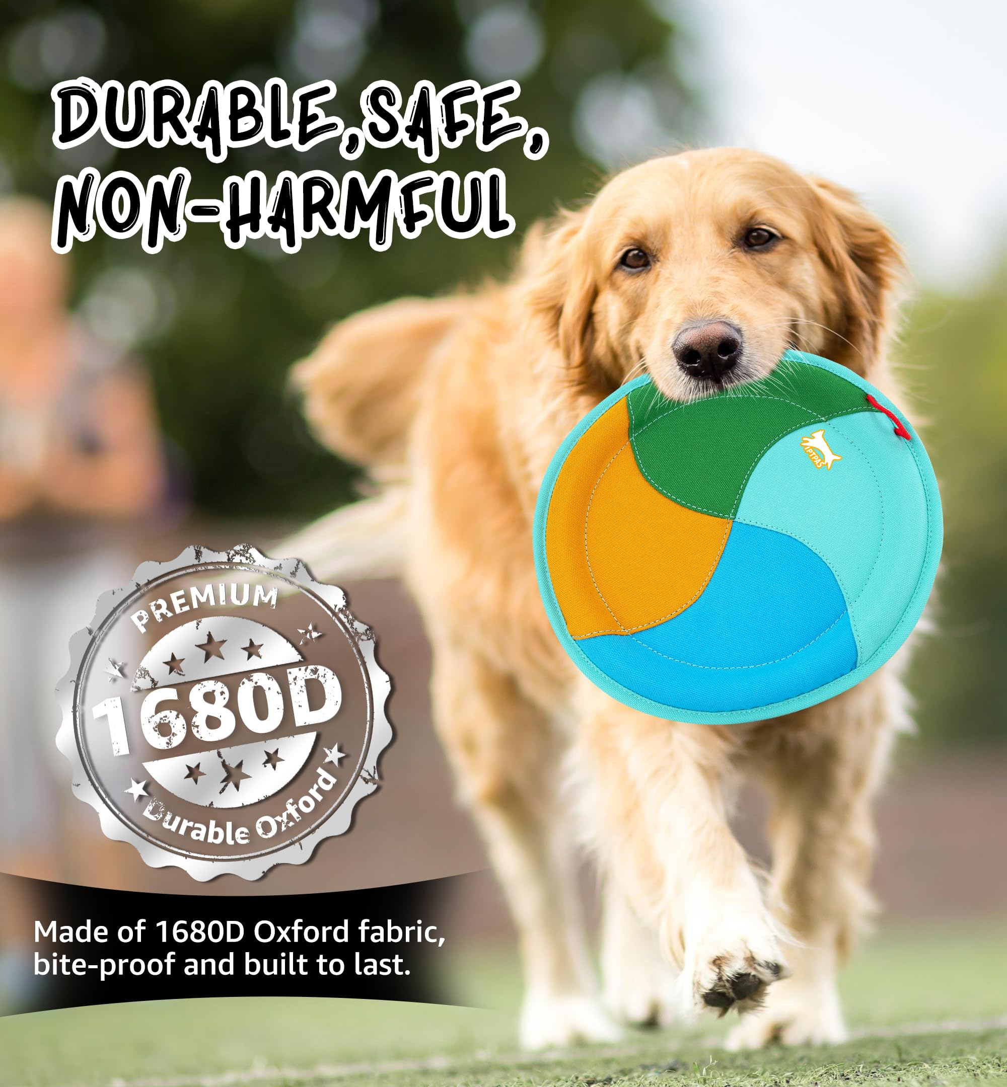 Durable Nylon Dog Flying Disc Toy - 9.5 Inch Soft Edged Fetch Flyer for Gentle Teeth & Gum Play | Lightweight, Water Floating Outdoor Frisbee for All Dog Breeds (Blue/Orange) - Perfect for Beach, Park & Backyard Fun