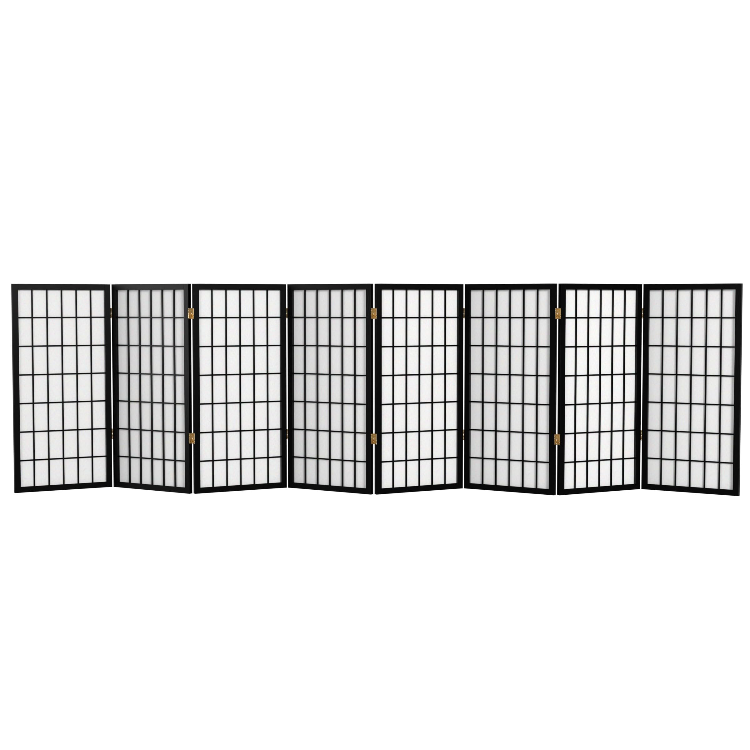 3 ft. Black Shoji Screen Room Divider - 8 Panel Folding Privacy Partition for Home, Office, or Meditation Space