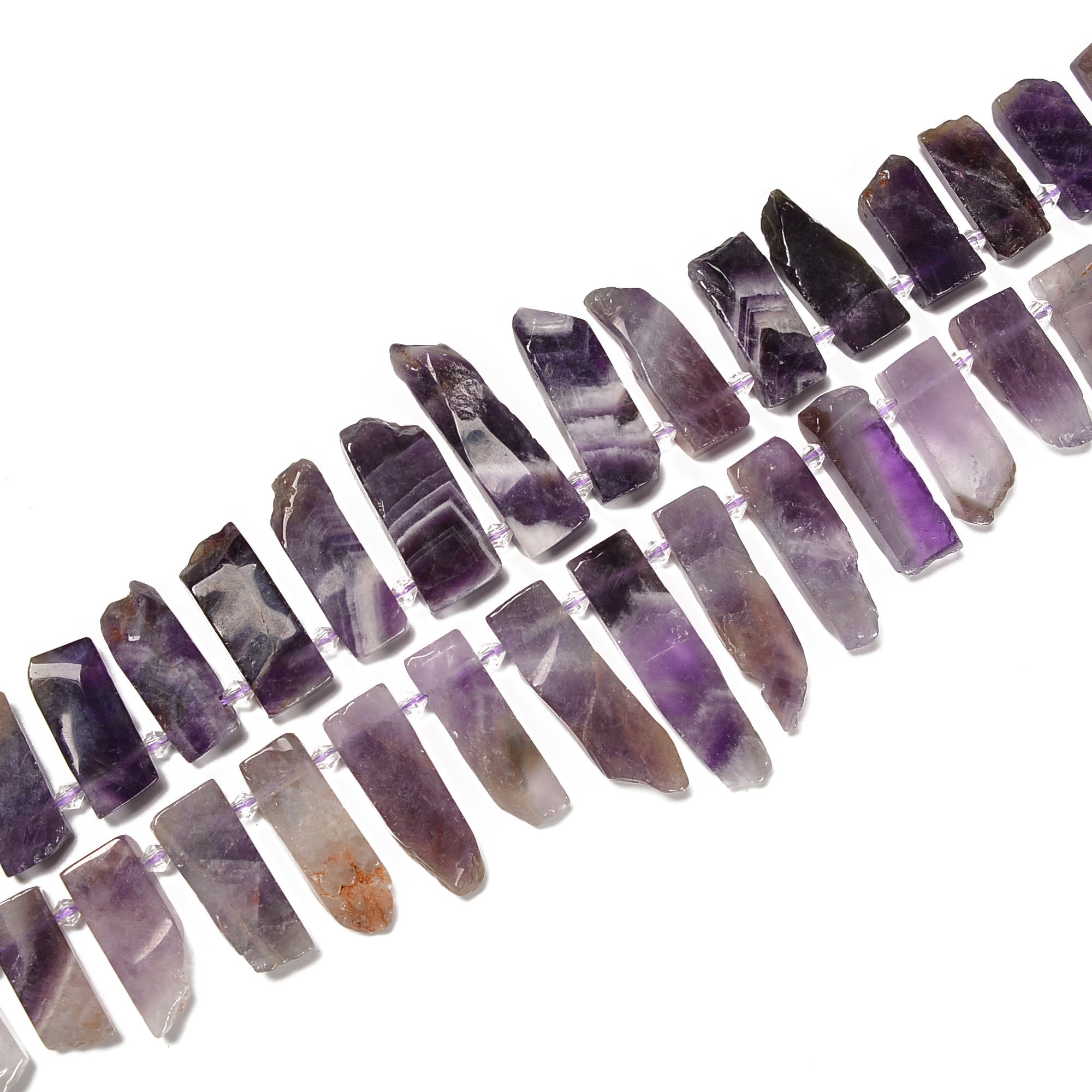 Natural Chevron Amethyst Beaded Strand - 15.5 Inch Graduated Slab Slices (20-45mm) for Jewelry Making, Meditation & Crystal Healing