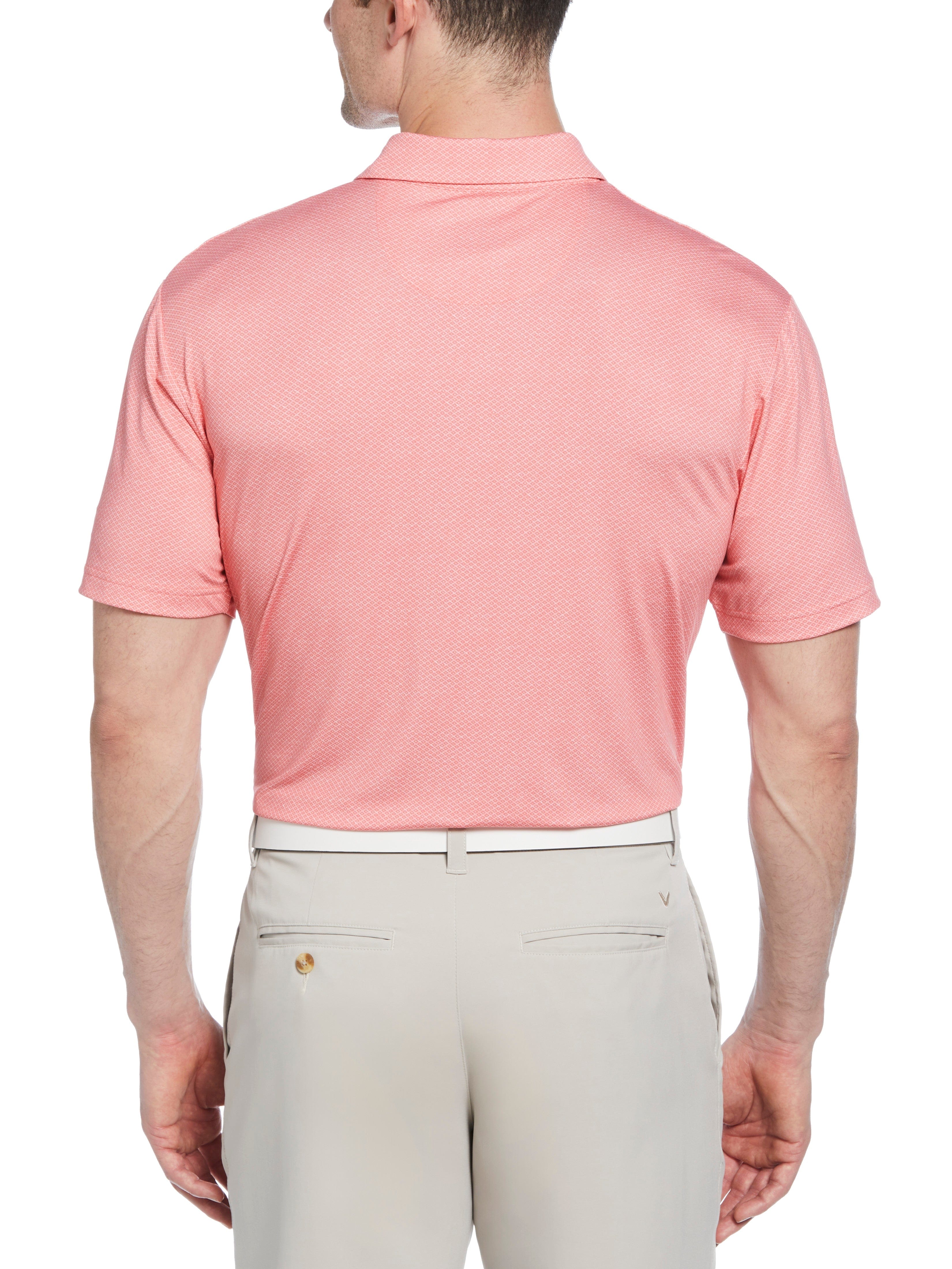 Men's Heather Geo Print Golf Polo Shirt - Moisture Wicking & UV Protection for Golf, Tennis & Casual Wear
