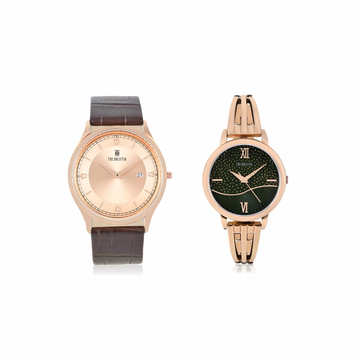 Holistic Romance Couple's Watch Set - Matching His & Hers Watches for Anniversary Gifts, Valentine's Day & Romantic Occasions