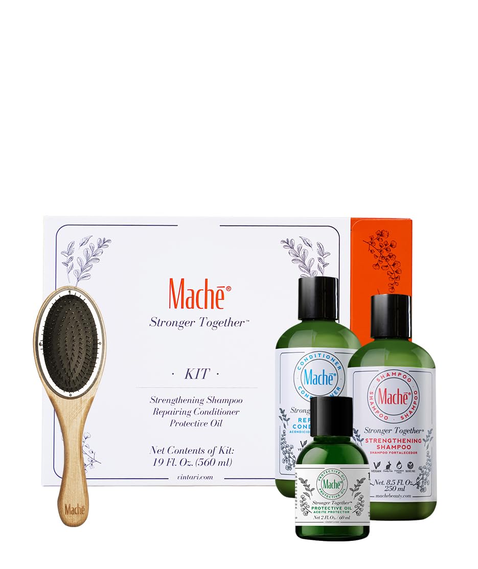 Kit Machē with Shampoo, Conditioner, Oil & Brush – Complete Hair Care Set for Smooth & Shiny Hair – Perfect for Daily Use, Salon Styling & Hair Treatment at Home