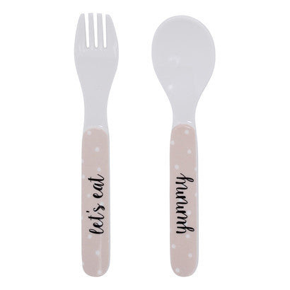 Bloomingville Nelly Rose Melamine Cutlery Set - Elegant Plastic Flatware for Parties, Picnics, and Outdoor Dining