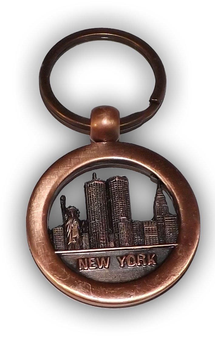 New York Keychain - Copper Plated Metal Statue of Liberty Souvenir | NYC Travel Gift, Home Decor & Bag Accessory
