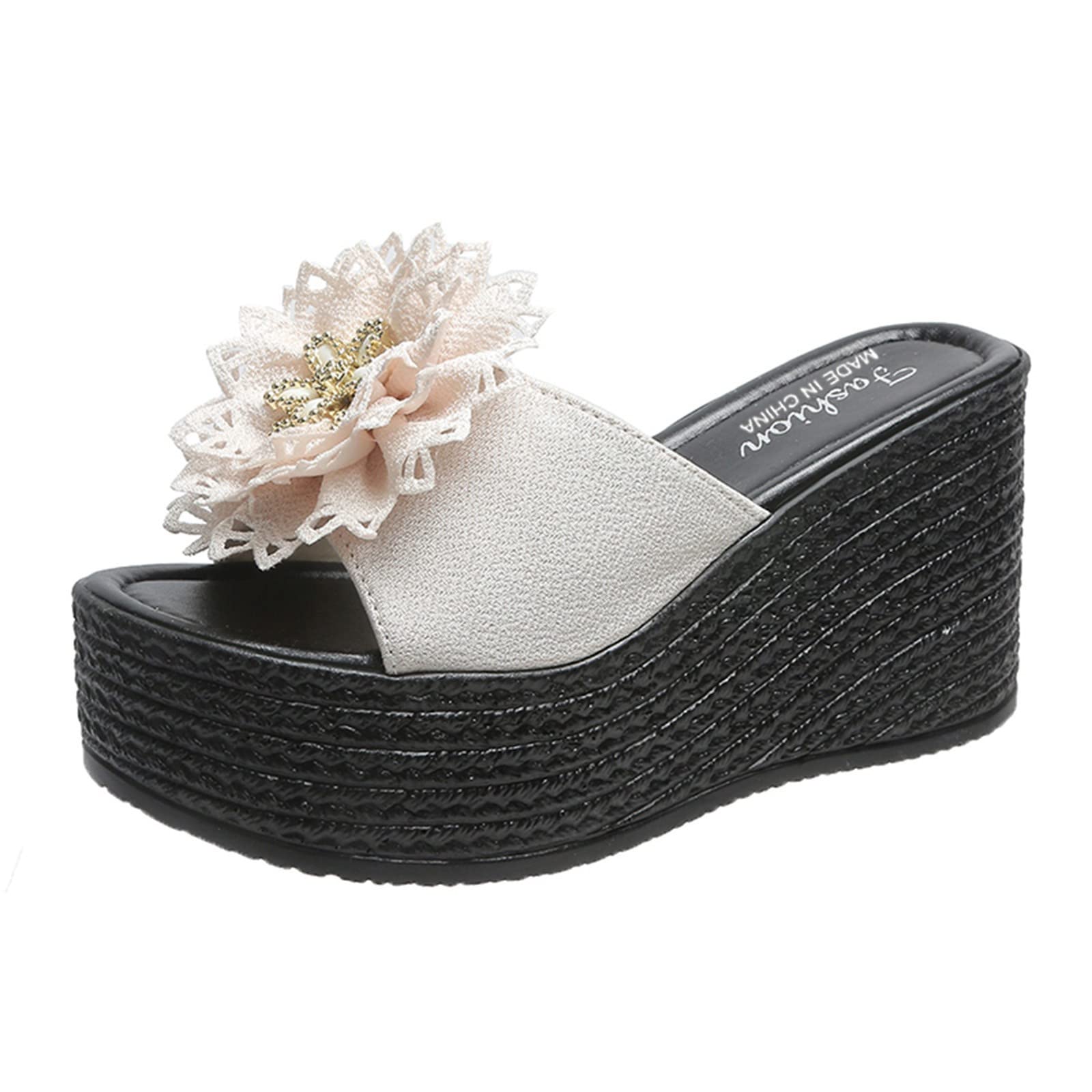 Women's Gladiator Sandals with Rhinestones - Stylish Dressy Espadrille Wedge Sandals, Low Heel Platform Slippers for Summer Outfits & Beach Vacations
