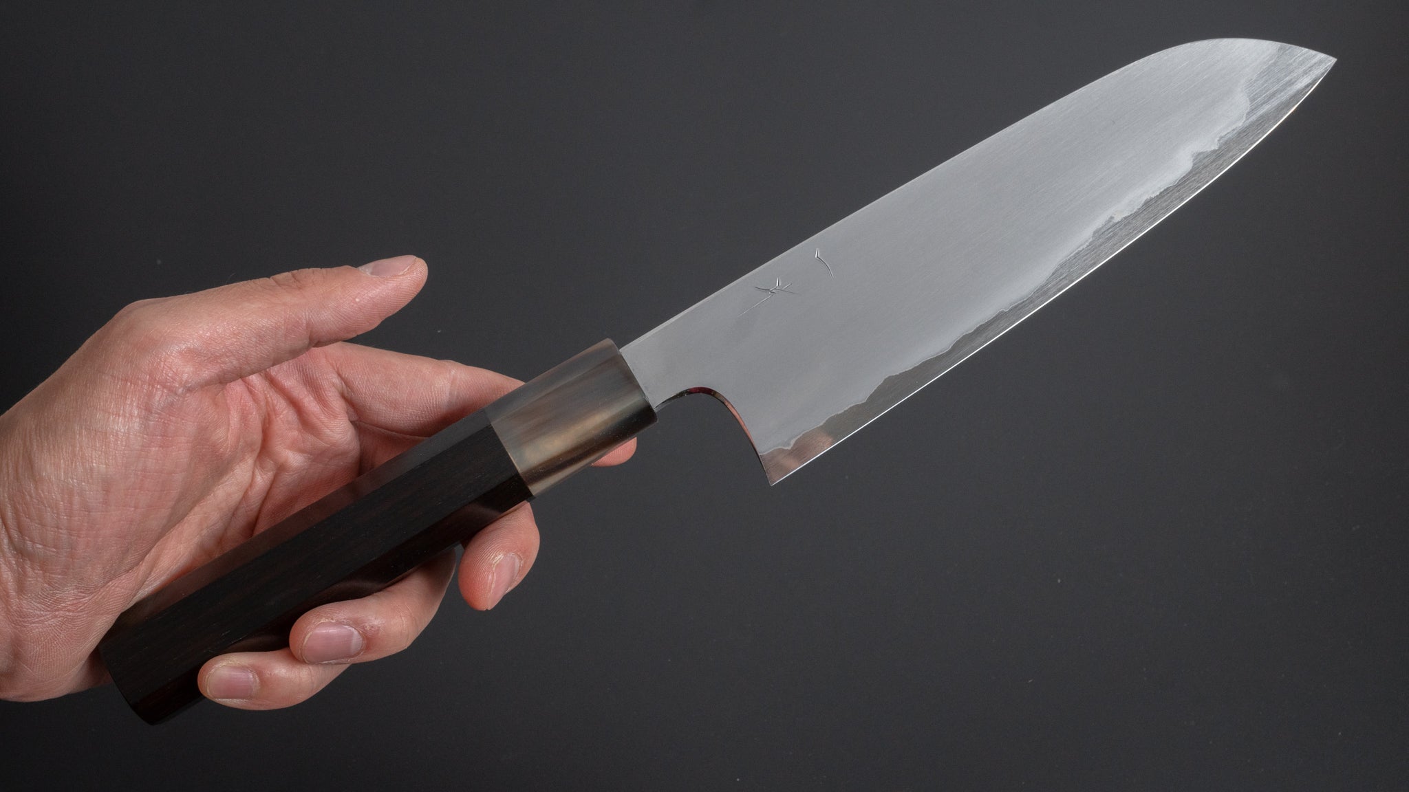 Hitohira Togashi White #1 Stainless Clad Kasumi Santoku Knife 180mm with Ebony Handle - Premium Japanese Chef Knife for Slicing, Dicing & Chopping Vegetables, Meat & Fish