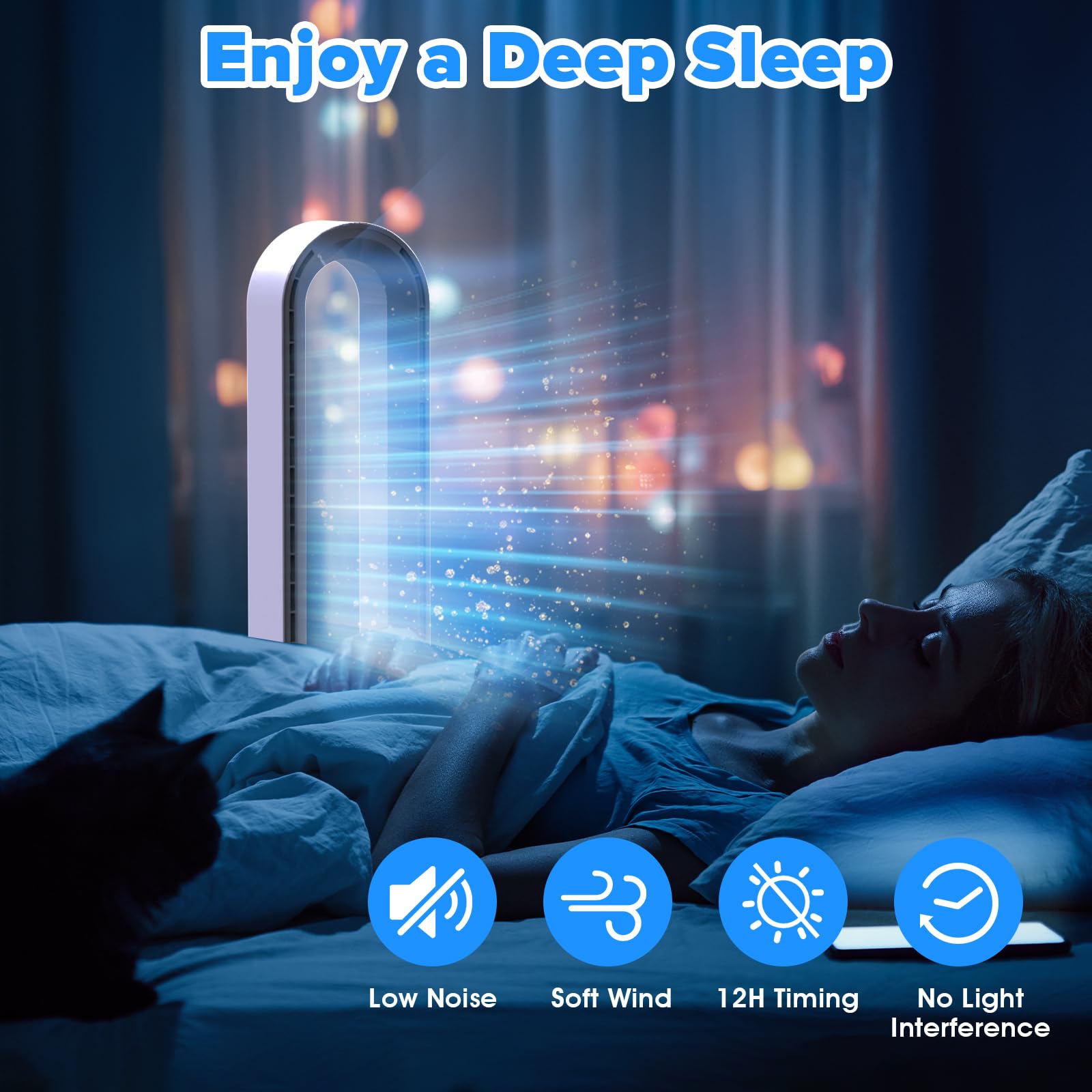 Bladeless Tower Fan with Remote Control - 24 Speed Settings, 12H Timer, Ultra Quiet Oscillating Air Circulator for Home, Bedroom & Office - Modern Silver Design | Perfect for Cooling, Air Circulation & White Noise Sleep Aid