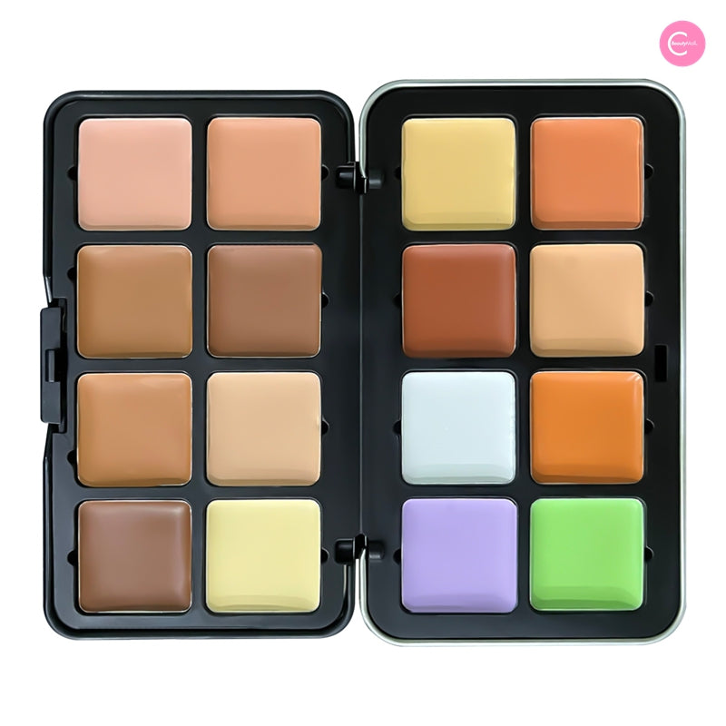 CARLA SECRET 12 Color Blush & Concealer Palette - Creamy Contour, Highlight & Conceal Makeup Kit for All Skin Tones - Perfect for Professional Makeup Artists & Everyday Beauty Looks