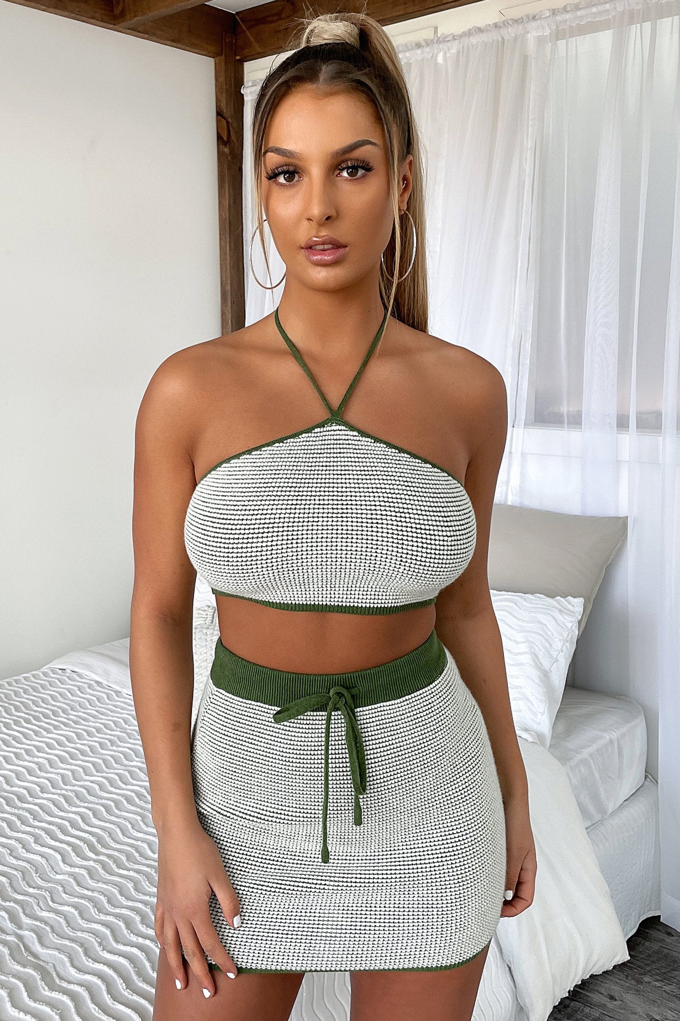 Ava Knit Crop Top - Green | Women's Fashion Tops for Casual Wear & Summer Outfits
