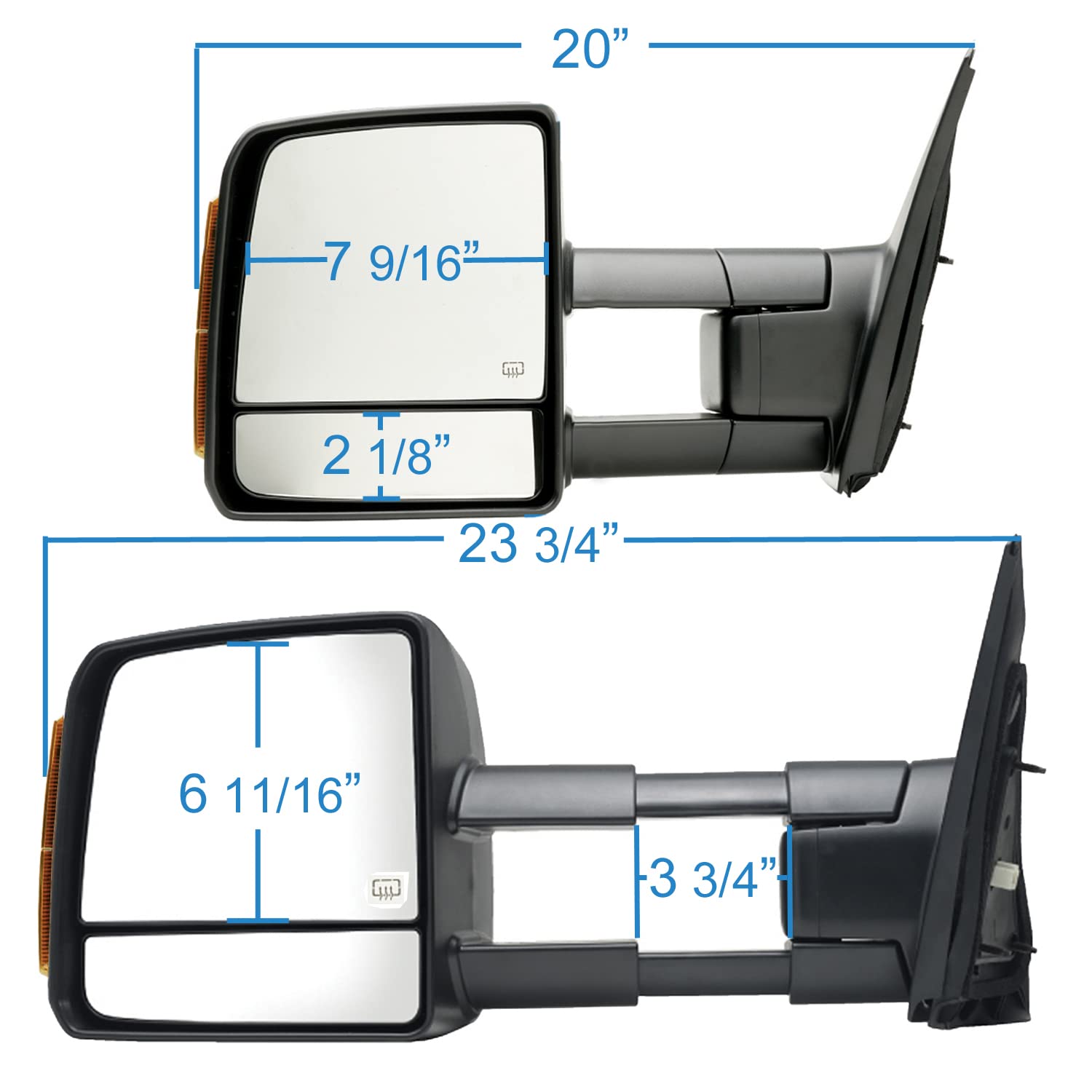 Fit System 70103-04T Extendable Towing Mirror Pair for Toyota Tundra & Sequoia - Textured Black with Turn Signal, Running Lights & Foldaway Design - Perfect for Towing Trailers, Boats & Heavy Loads