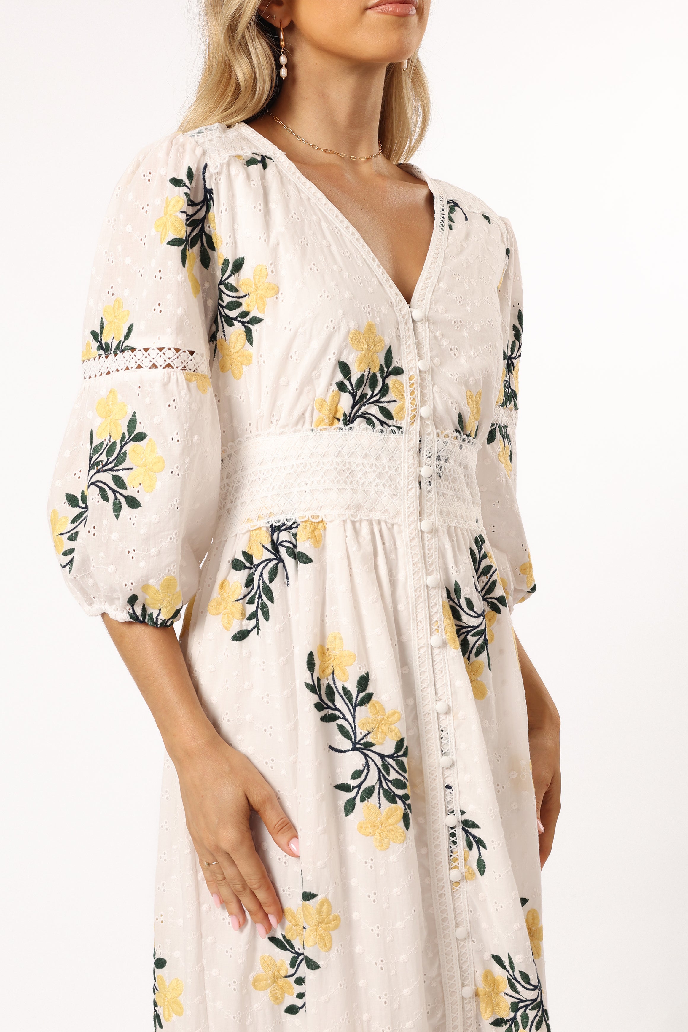 Christie Maxi Dress - White & Yellow Floral Print Summer Dress for Women | Beach, Vacation & Casual Wear