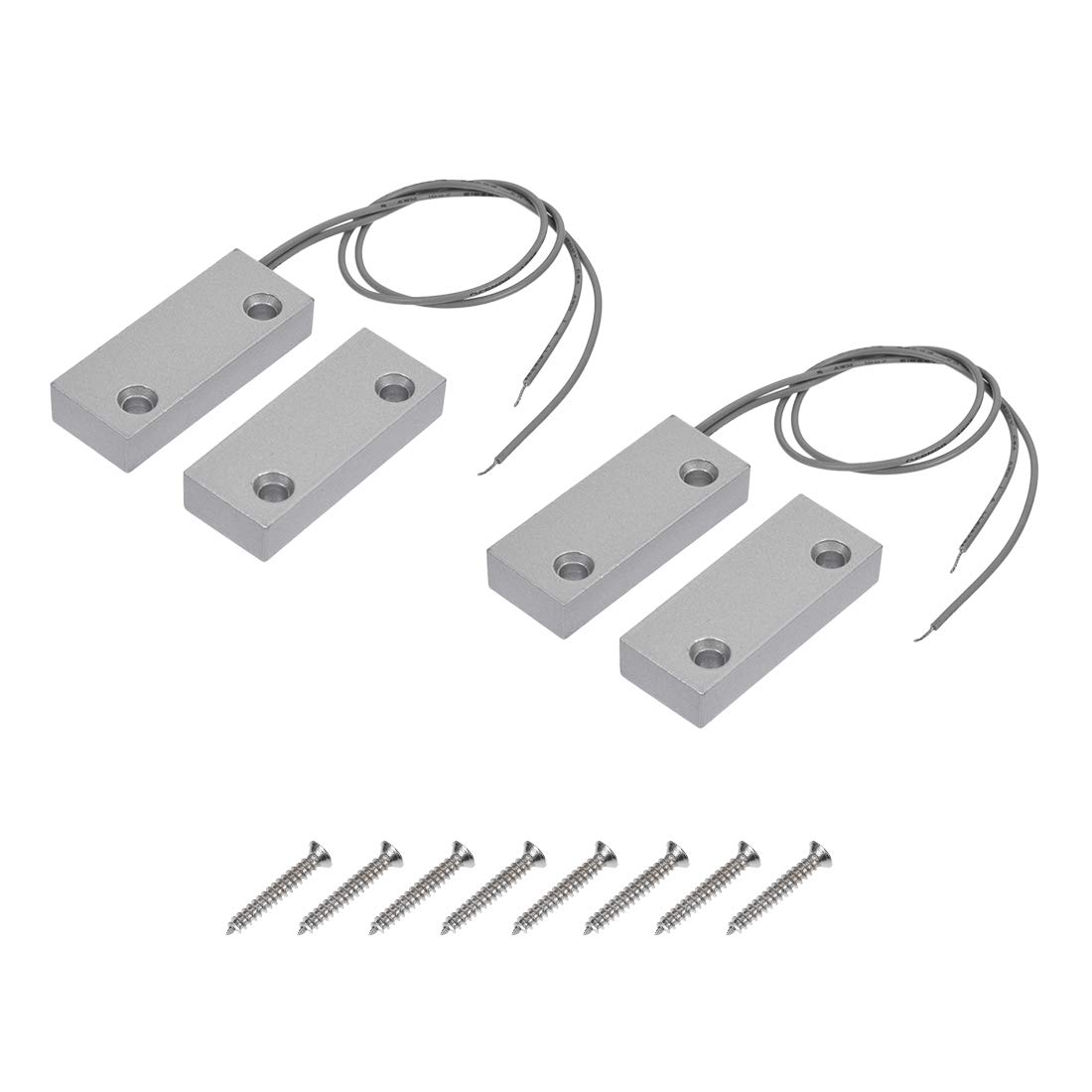 uxcell MC-52 Magnetic Reed Switch Alarm with 2 Wires for Rolling Doors - Normally Closed (N.C.) Security Sensor (2-Pack) - Perfect for Home Security Systems, Garage Doors & Window Alarms