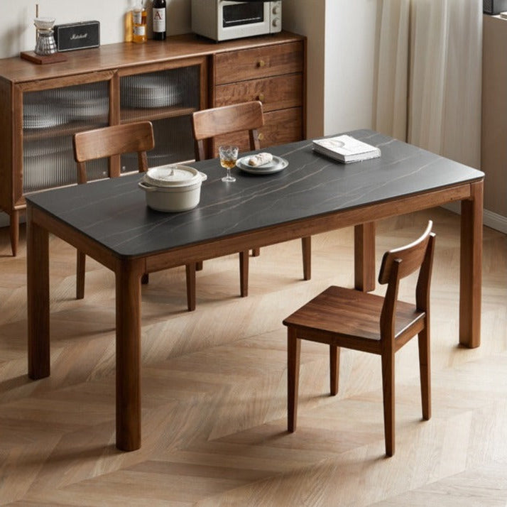 Premium Black Walnut Solid Wood Rock Slab Dining Table - Natural Wood Grain - Rustic Modern Farmhouse Style - Perfect for Dining Rooms, Kitchens & Open Concept Living Spaces