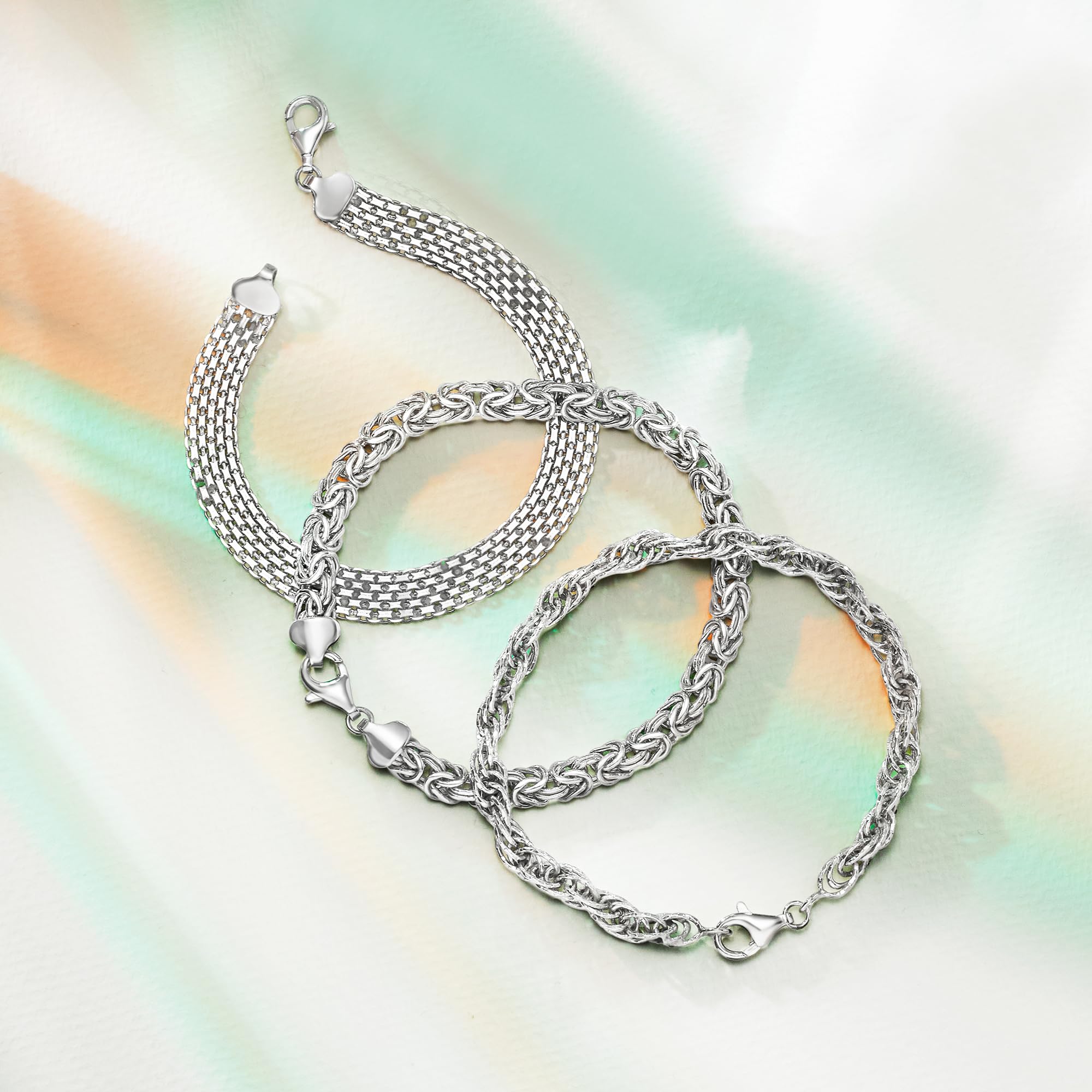 Ross-Simons 3-Piece Link Bracelet Set | Sterling Silver & Gold Plated Jewelry for Women | Perfect for Gifts, Parties & Everyday Wear