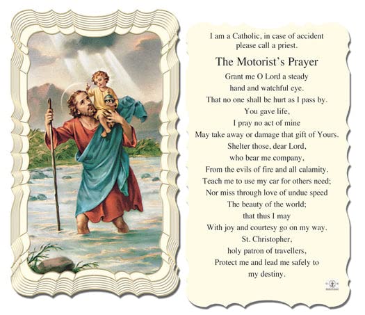 St. Christopher Catholic Prayer Holy Cards - Pack of 50 with Prayer on Back | Religious Devotional Cards for Protection, Travel Blessings & Faith Gifts