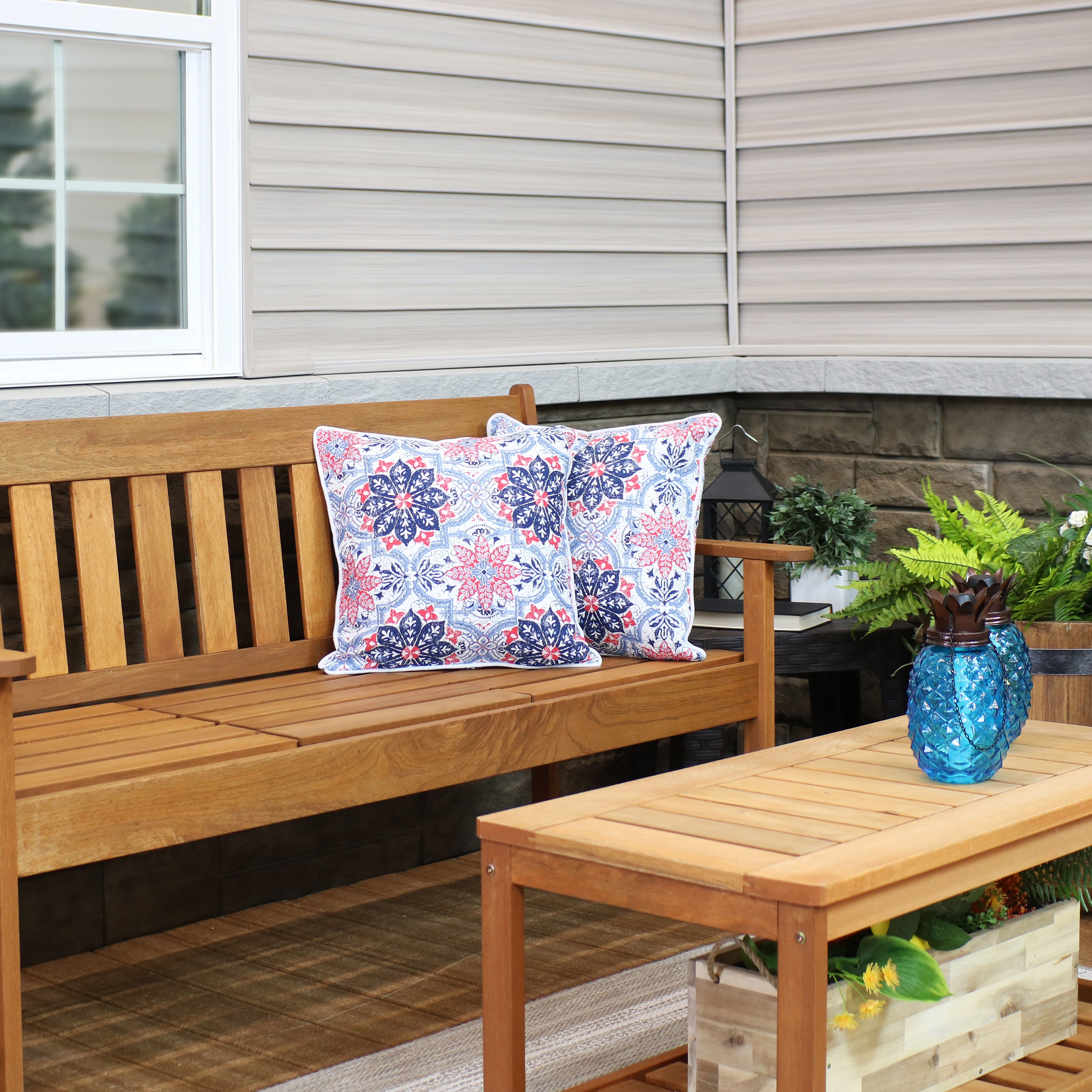 Stylish Sunnydaze Polyester Outdoor Decorative Throw Pillows Set of 2 - Waterproof & UV Resistant for Patio, Garden, Poolside & Porch Decor