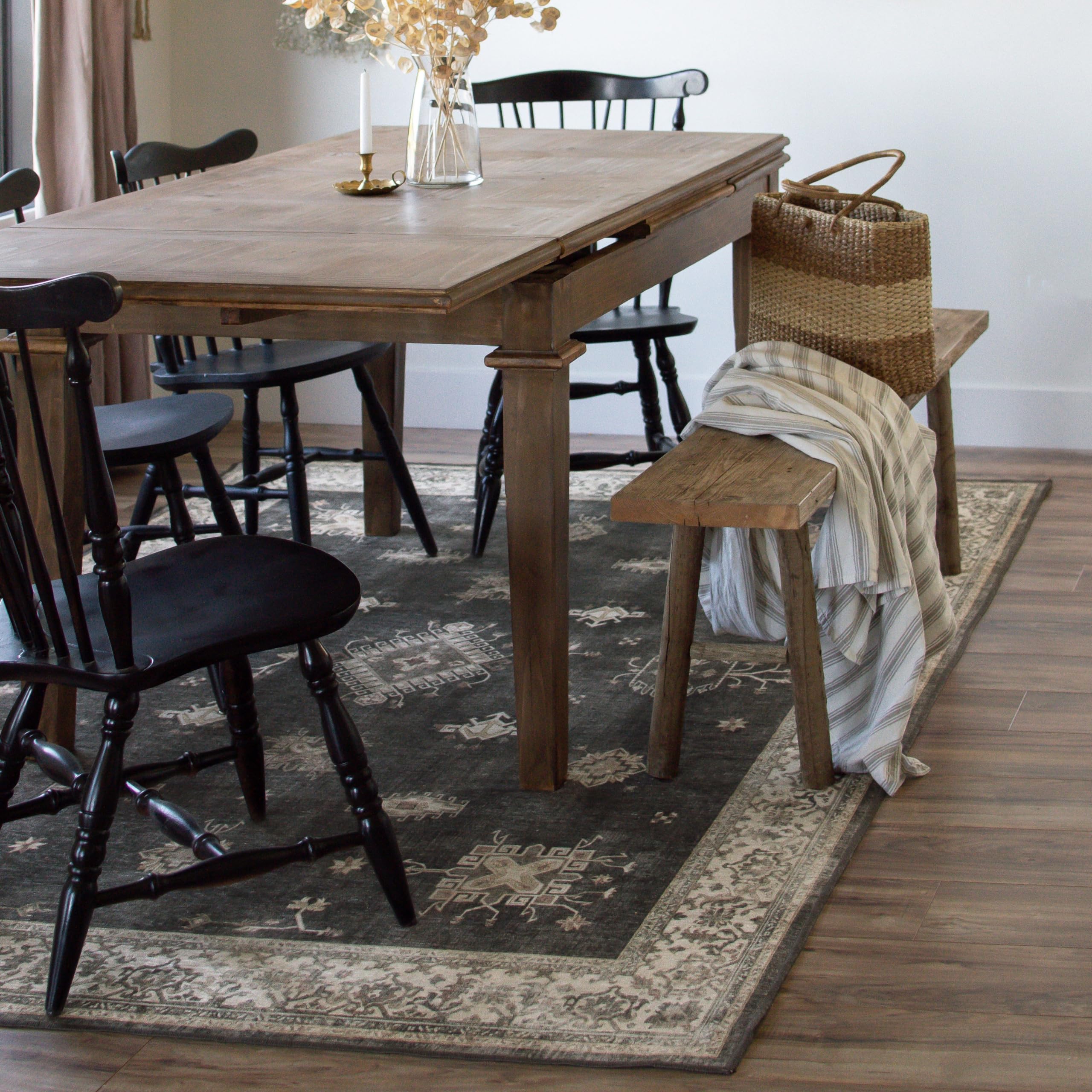 Ruggable Washable 6x9 Area Rug - Verena Dark Wood Pattern - Non Slip Gripper Pad - Premium Machine Washable Rug for Living Room, Bedroom, Kitchen, Office & Classroom - Perfect for High Traffic Areas & Pet-Friendly Homes