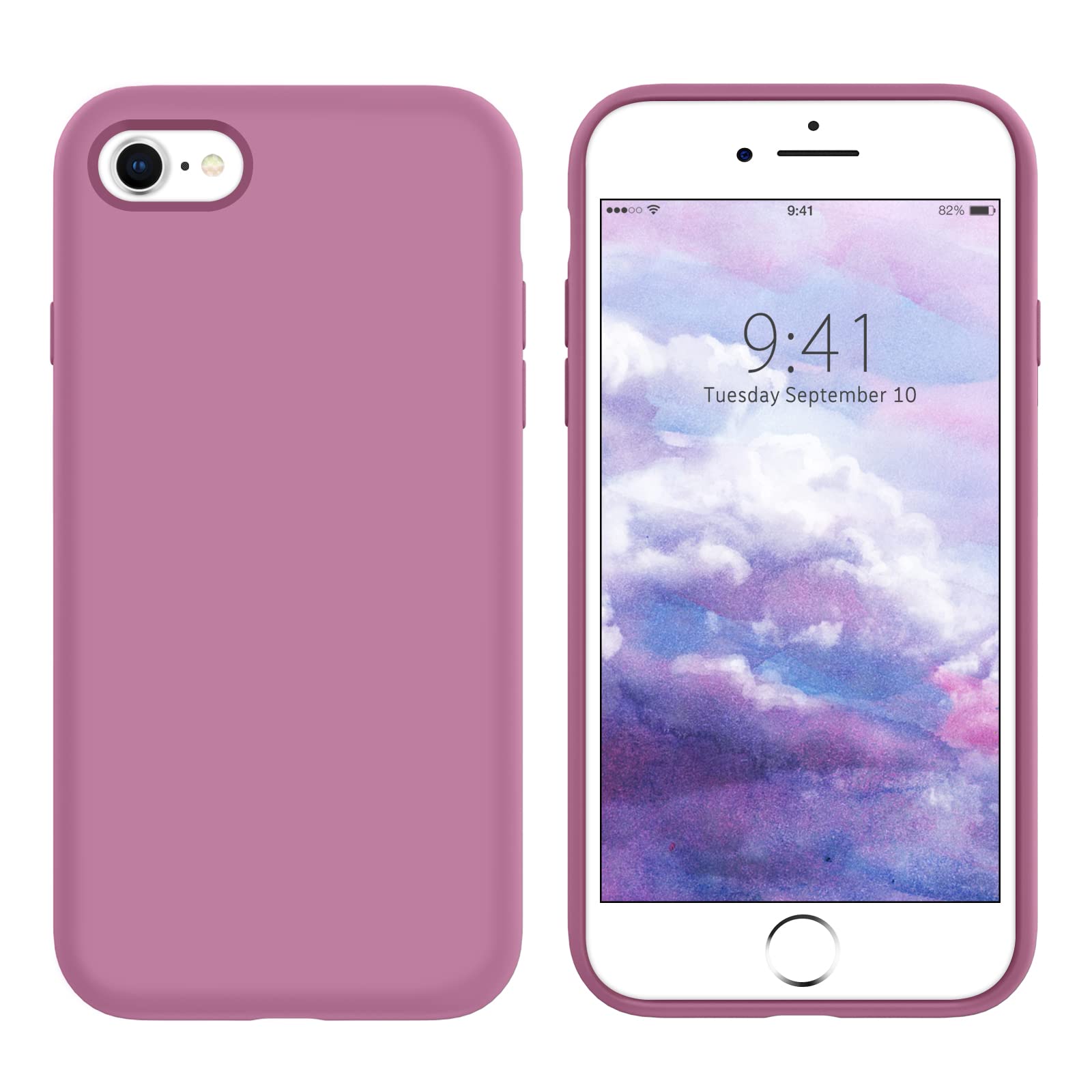 Premium Liquid Silicone Case for iPhone SE 2022/SE 2020/8/7 - Slim Soft Gel Rubber Protective Cover for Women & Girls (4.7