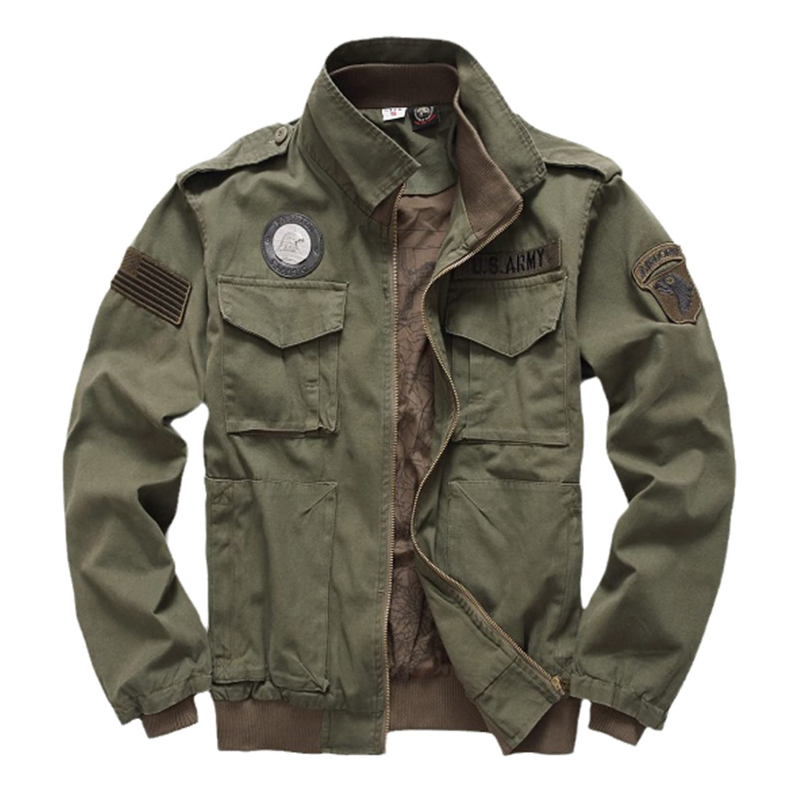 Men's Military Pilot Flight Jacket - Army Fatigue Winter Tactical Coat for Urban Outdoor Use - Green & Black - Perfect for Adventure, Hiking, and Cold Weather Protection