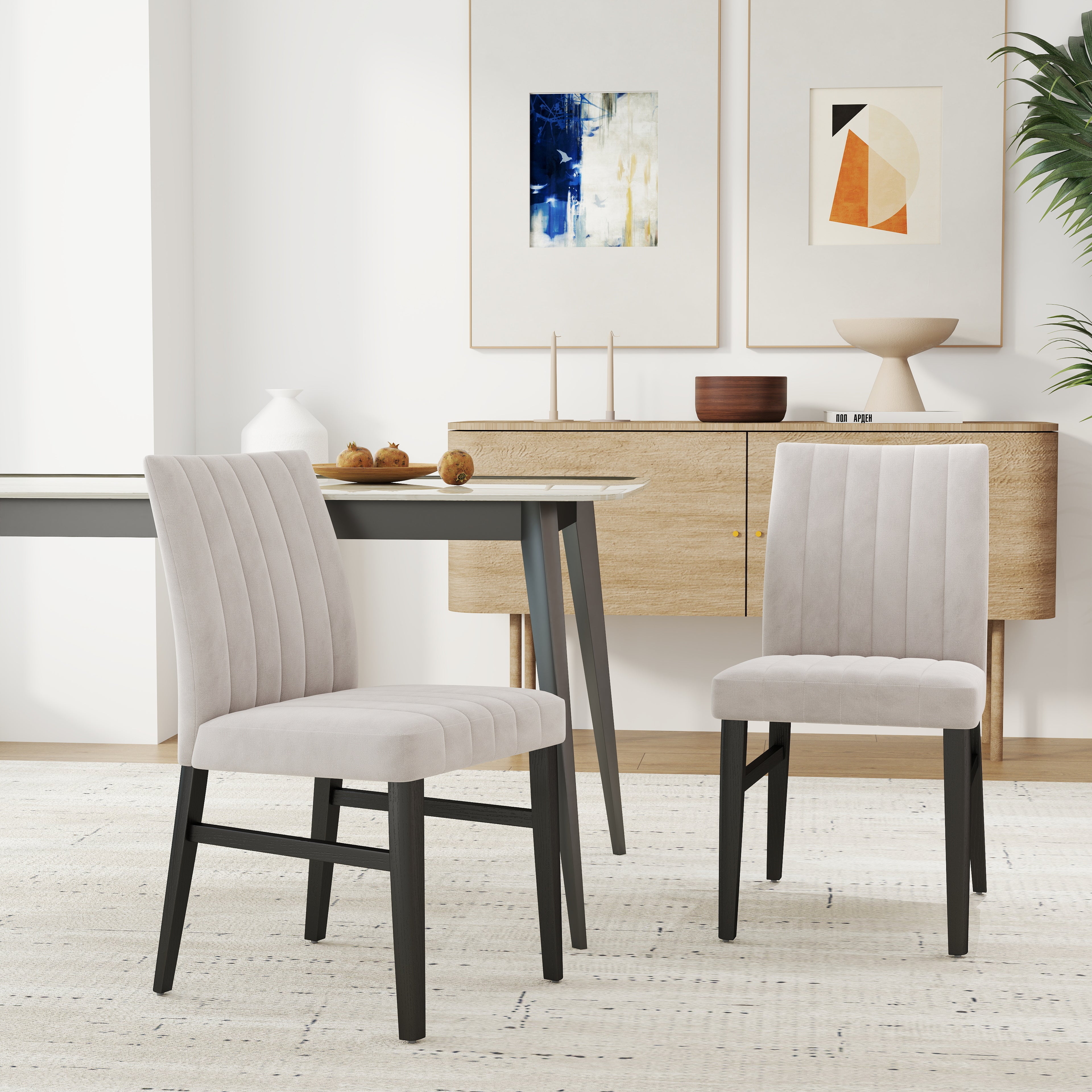 Roundhill Furniture Wendell Contemporary Upholstered Dining Chairs Set of 2 - Modern Kitchen & Dining Room Seating for Home & Restaurant Use