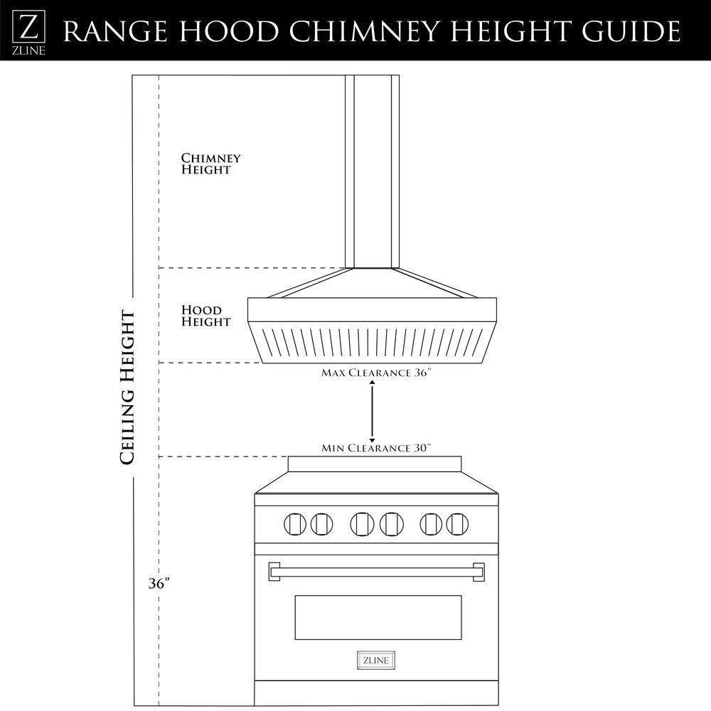 ZLINE GL14i Stainless Steel & Glass Convertible Vent Island Mount Range Hood - Powerful Kitchen Exhaust Fan for Smoke & Odor Removal - Perfect for Modern Kitchens & Open Concept Homes