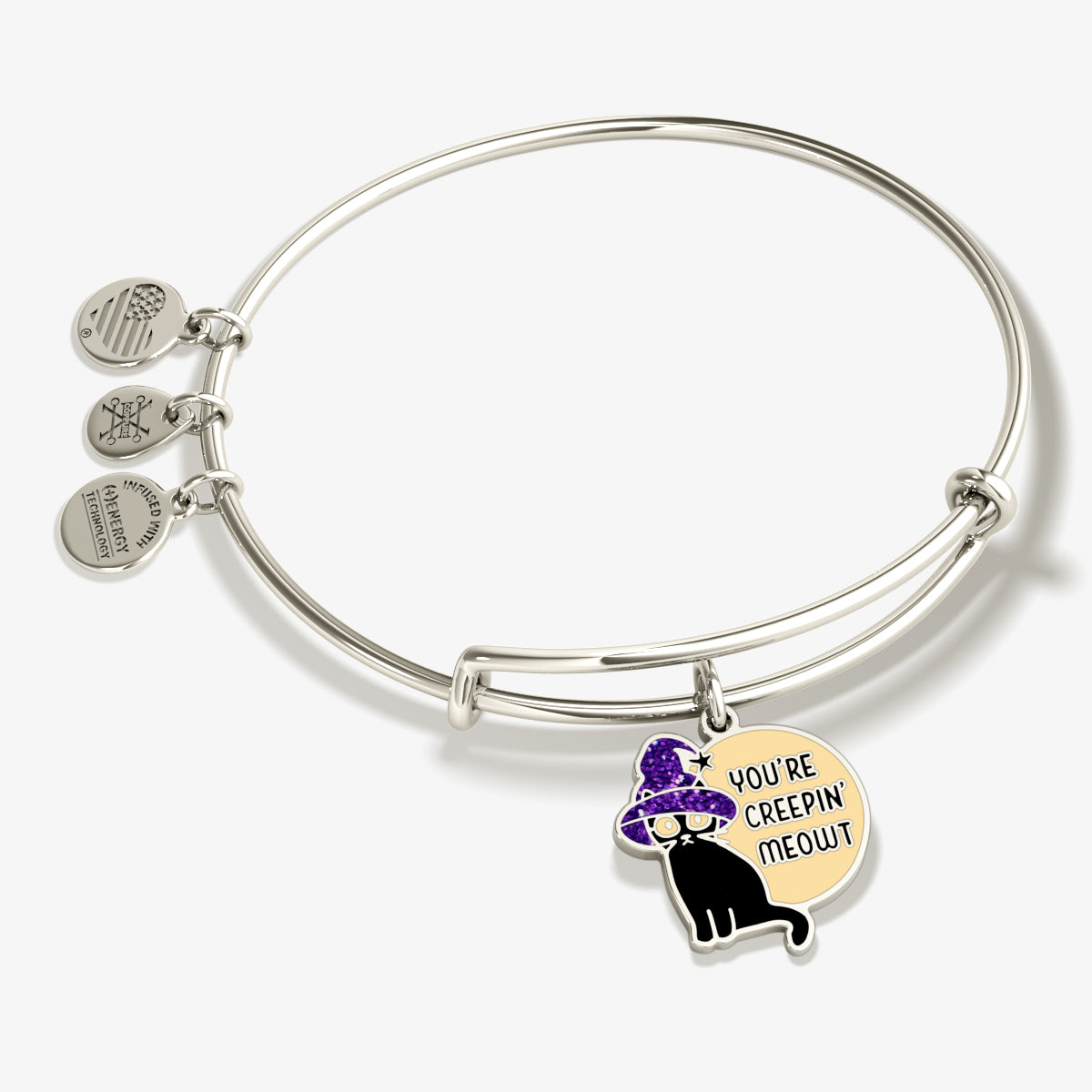 Creepy Cat Charm Bangle Bracelet - Halloween Jewelry for Women, Cute Animal Bracelet Gift for Cat Lovers - Perfect for Halloween Parties & Spooky Fashion