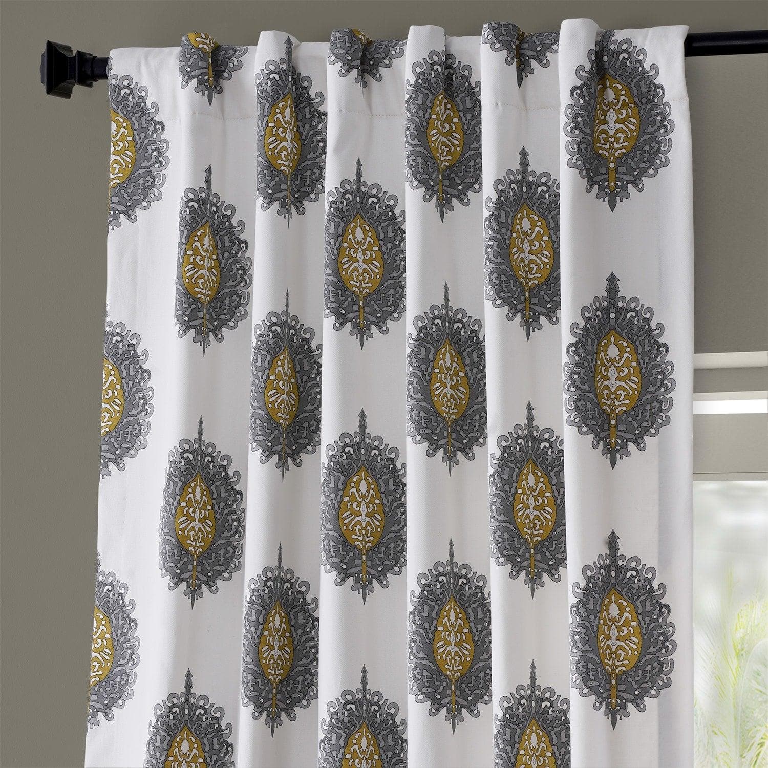 Mayan Gold Emblem Printed Blackout Curtains - 100% Cotton Thermal Insulated Drapes for Bedroom & Living Room | Blocks Sunlight & Noise for Better Sleep