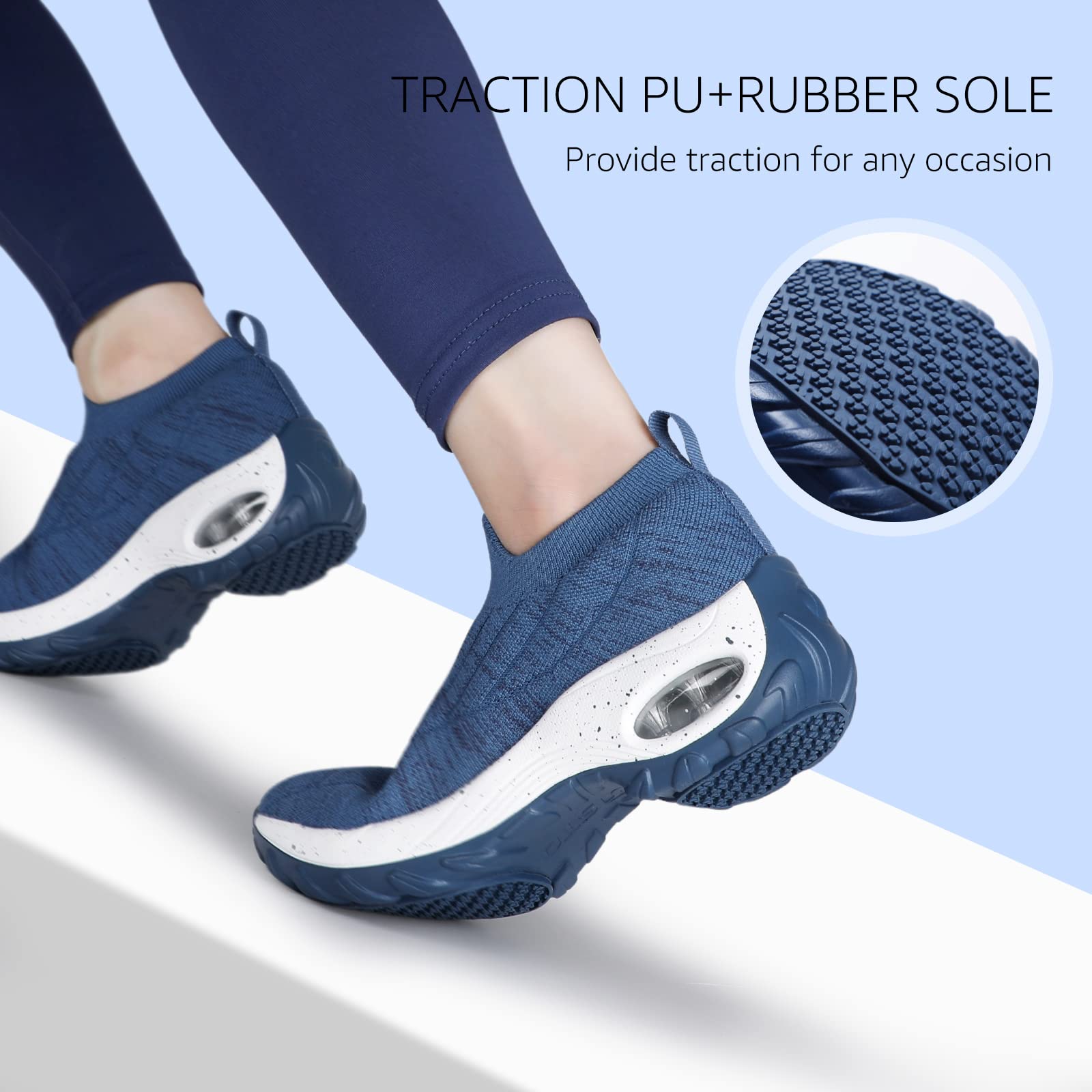 STQ Women's Slip-On Breathable Mesh Walking Shoes - Comfortable Fashion Sneakers with Wedge Platform for Casual Wear, Work & Travel