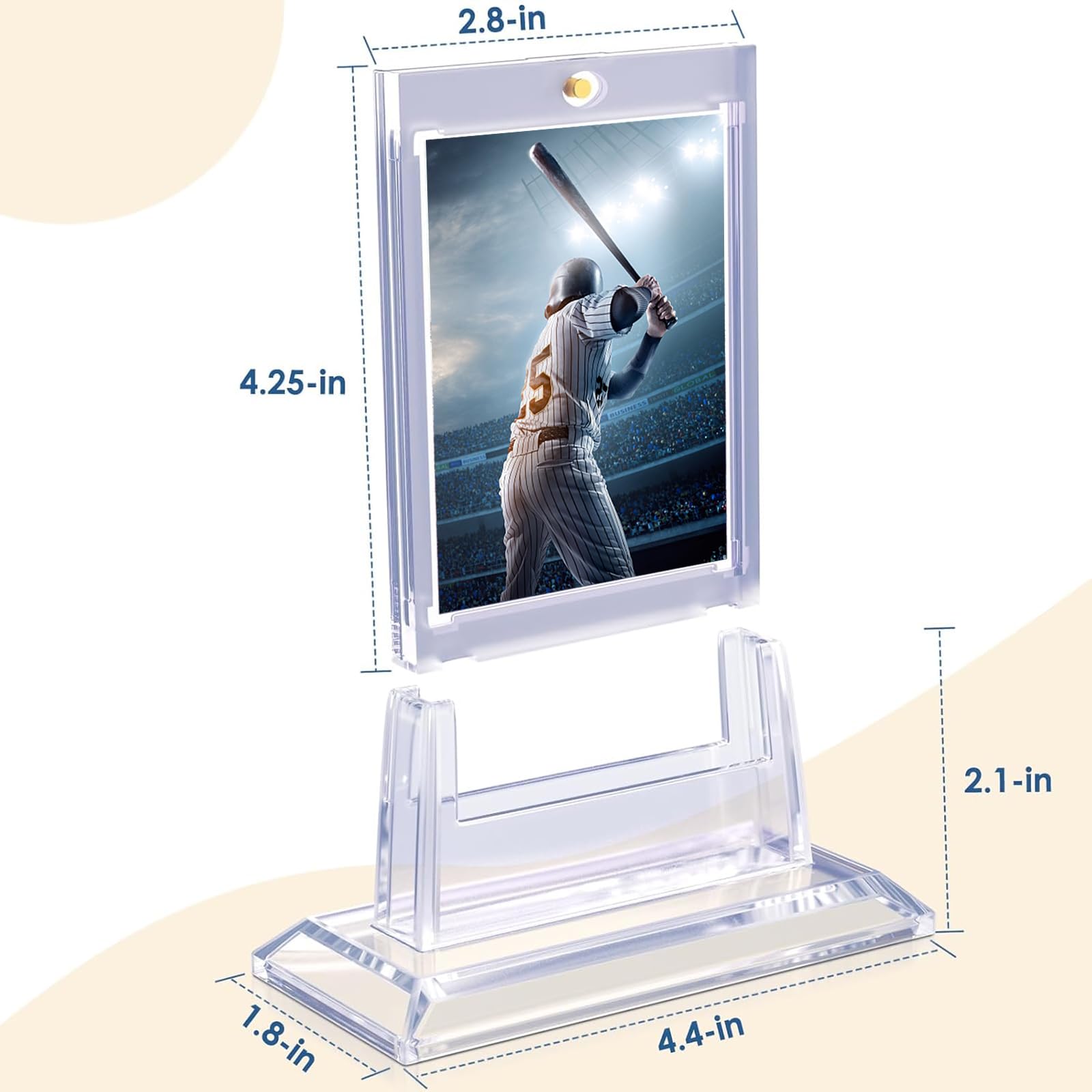 4Pcs Magnetic Card Holders for Trading & Sports Cards - 35pt Acrylic Hard Protectors with 4 Display Stands | Perfect for Baseball, Game & Standard Cards Storage, Collection & Showcase (Ideal for Collectors, Tournaments & Home Displays)