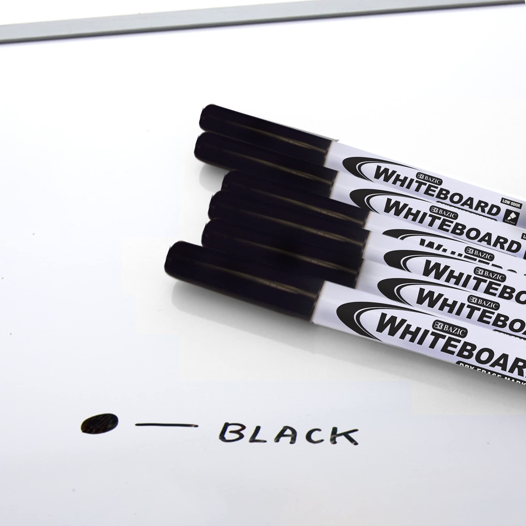 BAZIC Black Fine Tip Dry Erase Markers - Low Odor Whiteboard Pens for Office, School & Home Use - 4-Pack (144-Packs Bulk) - Ideal for Presentations, Classroom Teaching & Office Meetings