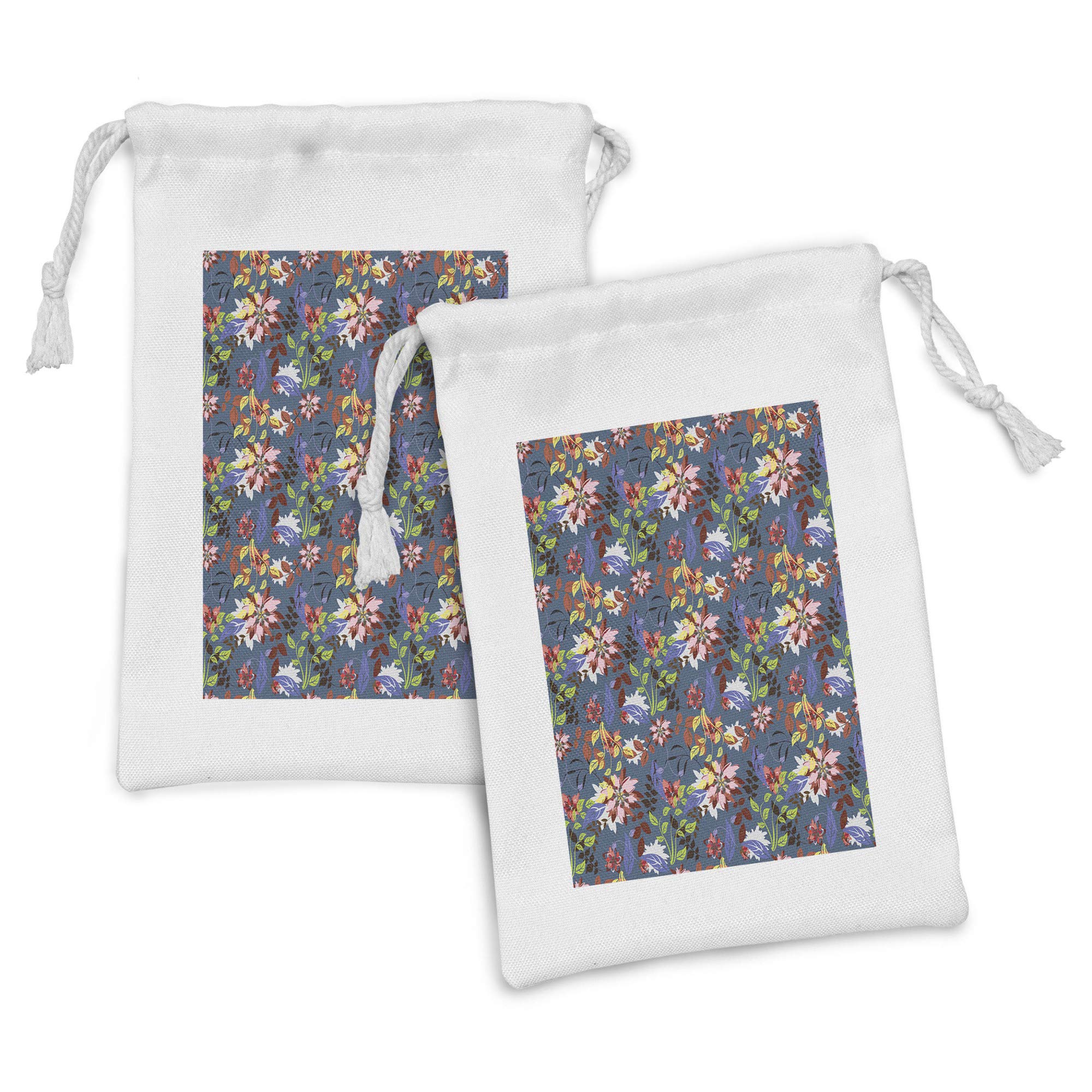 Ambesonne 2-Pack Floral Drawstring Pouches - 9
