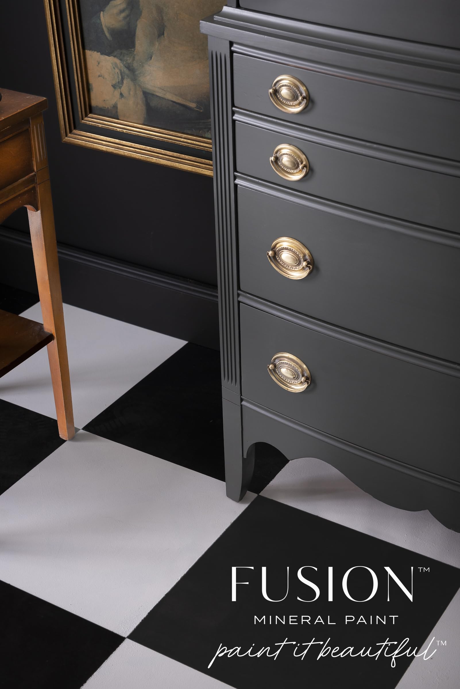 Fusion Mineral Paint - Premium Chalk-Based Paint (500ml, Wellington) for Furniture, Cabinets & Home Decor DIY Projects