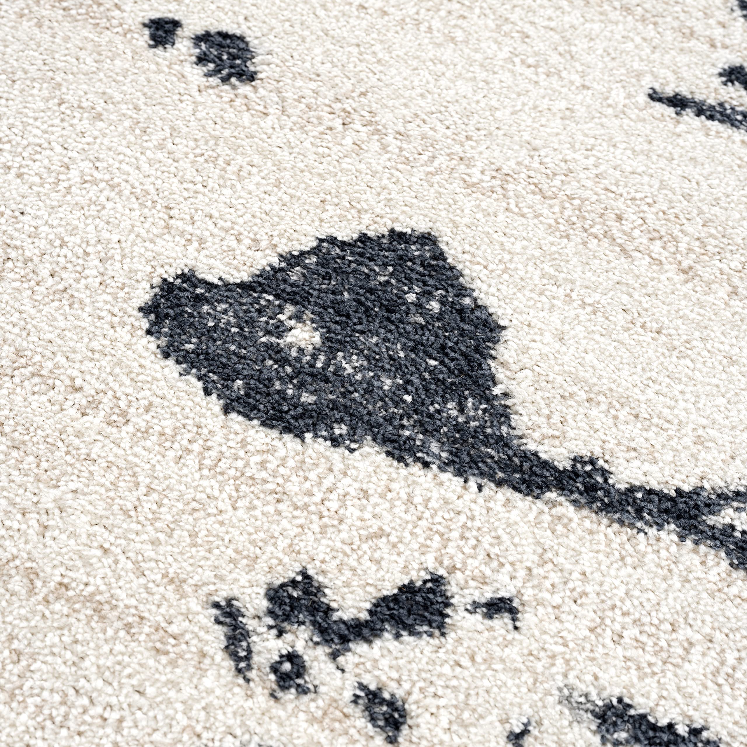 Abani Modern Ink Splatter Design Cream & Black Area Rug 7'9