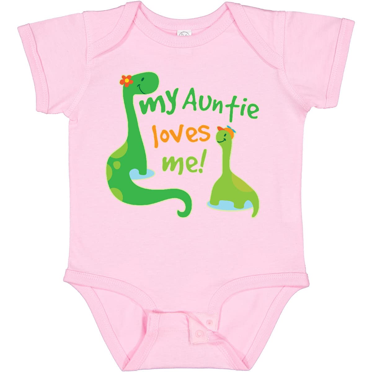 Inktastic My Auntie Loves Me Dinosaur Baby Bodysuit - Cute Dinosaur Print Onesie for Infants & Toddlers - Perfect Gift for Nieces, Baby Showers & Birthday Presents (Great for Playtime, Daycare & Family Photos)