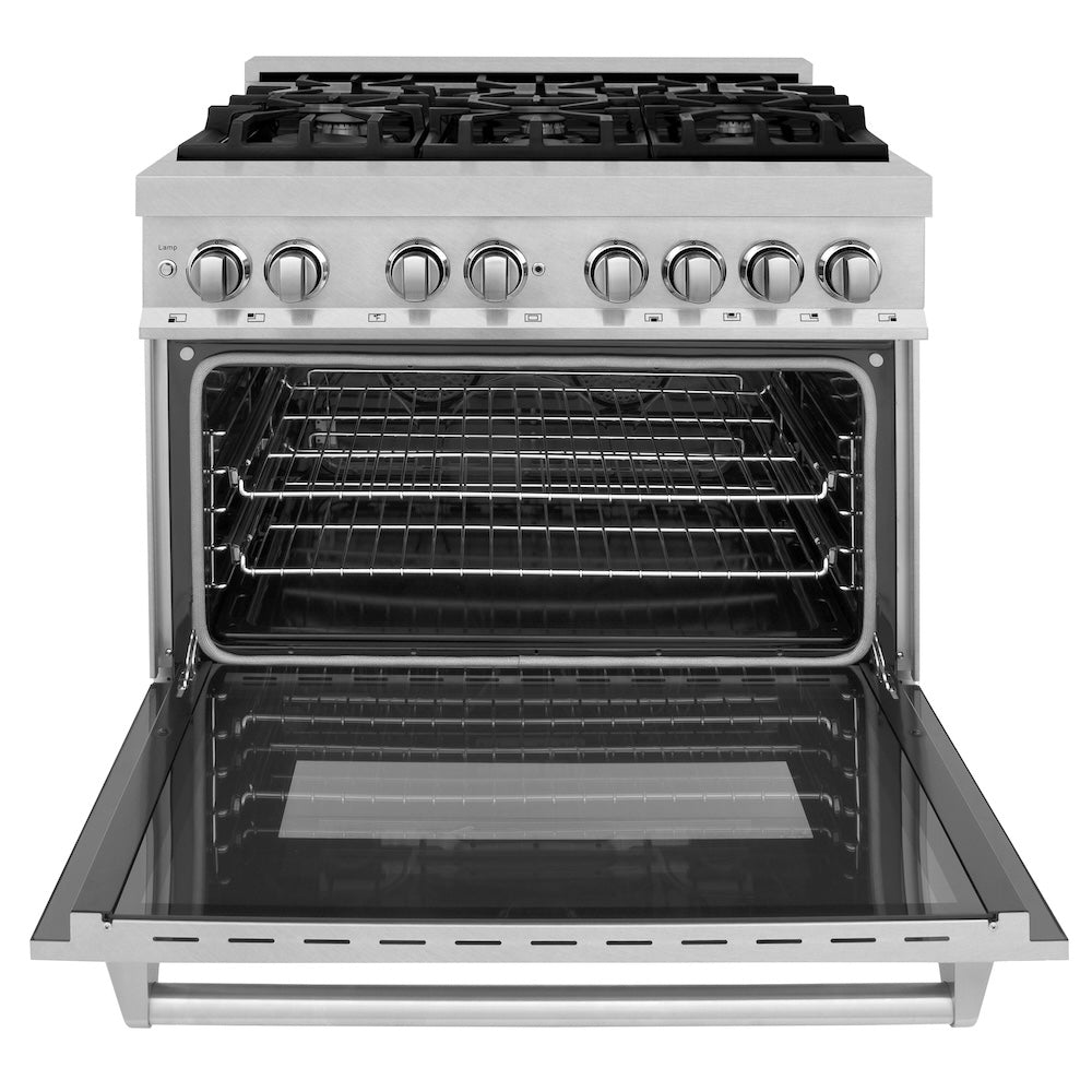 ZLINE 36 Inch Professional Kitchen Package - Stainless Steel Dual Fuel Range, Ducted Range Hood & Dishwasher Set (3KP RASRH36 DW) | Perfect for Modern Home Chefs & Restaurant-Style Cooking