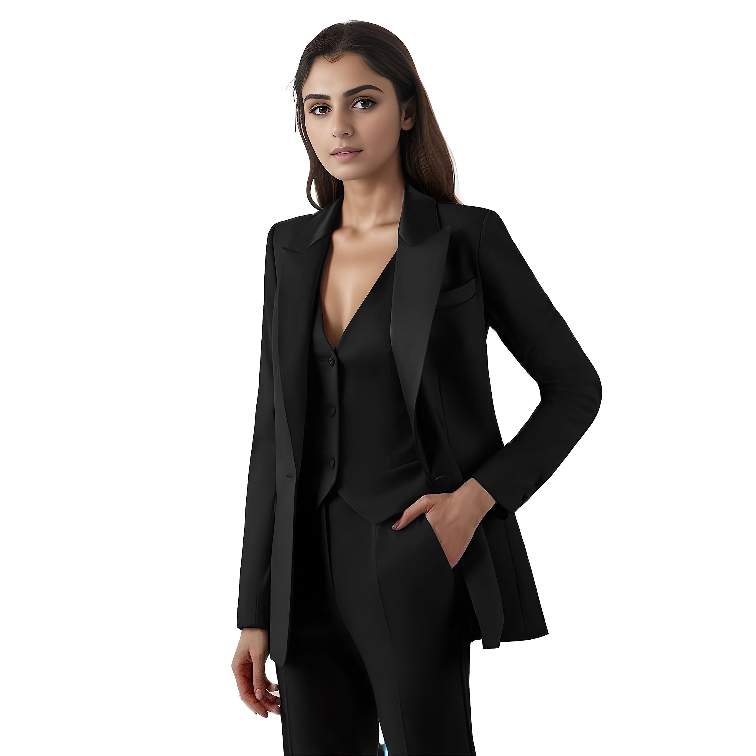 Burgundy Red Women's 3-Piece Suit Set - Professional Office Pantsuit for Business Casual Work Outfits | Perfect for Corporate Meetings, Office Wear & Formal Events