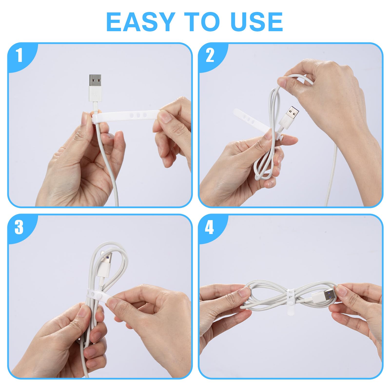 HOMEE 2-Pack Clear Plastic Cable Organizer Box with Lid - 8 Compartment Cord Storage for Chargers, Wires & Electronics - Perfect for Home, Office Drawer & Travel Organization (Cable Management Solution)