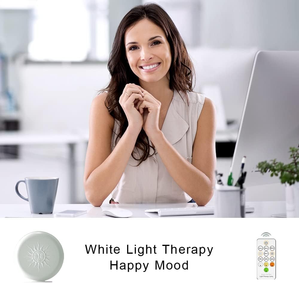 McDen Light Therapy Lamp - 10000 Lux UV-Free LED Lamp with Green & White Light Therapy, 20 Brightness Levels & 4 Timer Settings (GLD-MM77) for Seasonal Affective Disorder, Sleep Improvement & Mood Enhancement