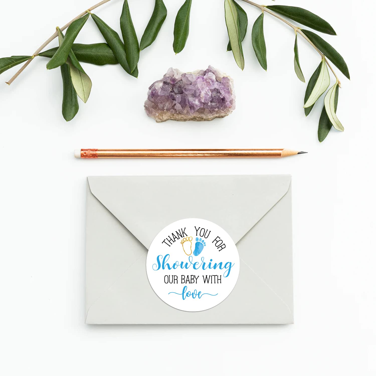 Blue Baby Shower Thank You Stickers - 2 Inch Pack of 50 - Adorable Baby Shower Favors for Boys - Perfect for Gift Wrapping, Scrapbooking & Party Decorations